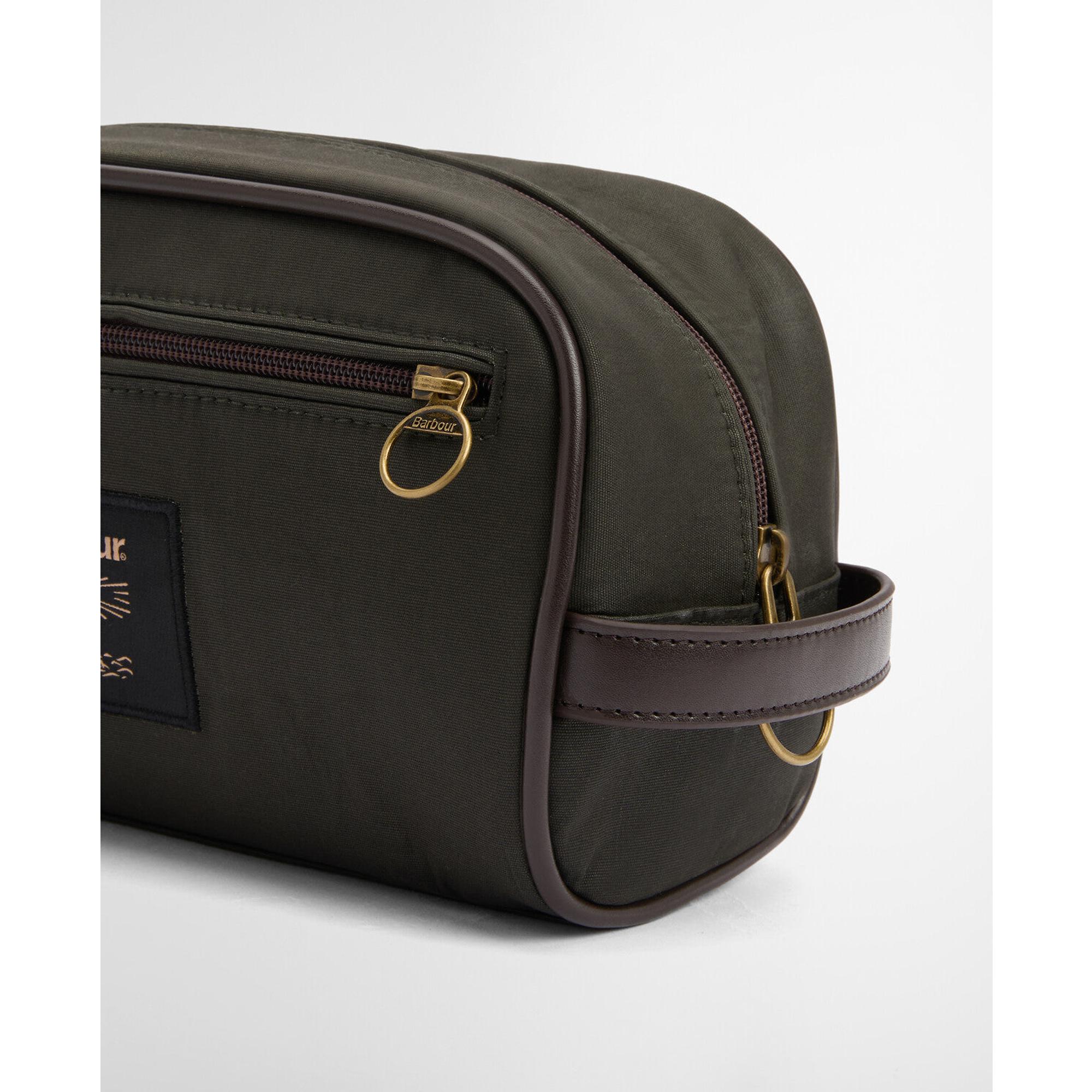 Product image 5 of 8 of Barbour Men's Wax Washbag - Olive/Beacon