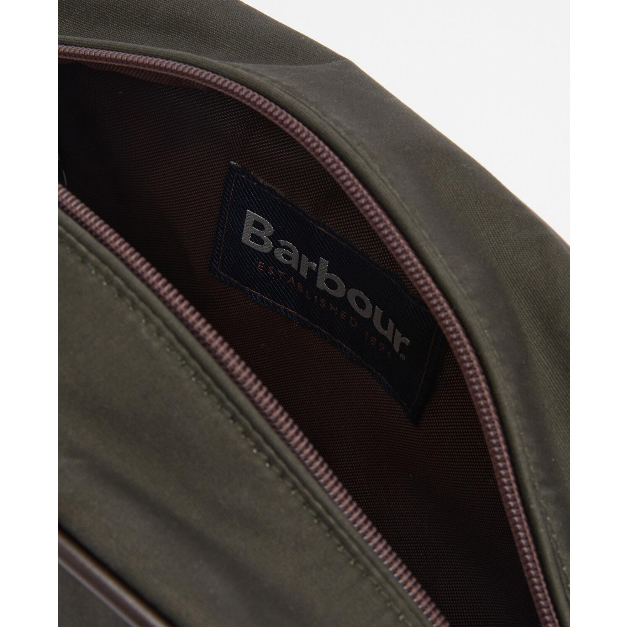 Product image 3 of 8 of Barbour Men's Wax Washbag - Olive/Beacon