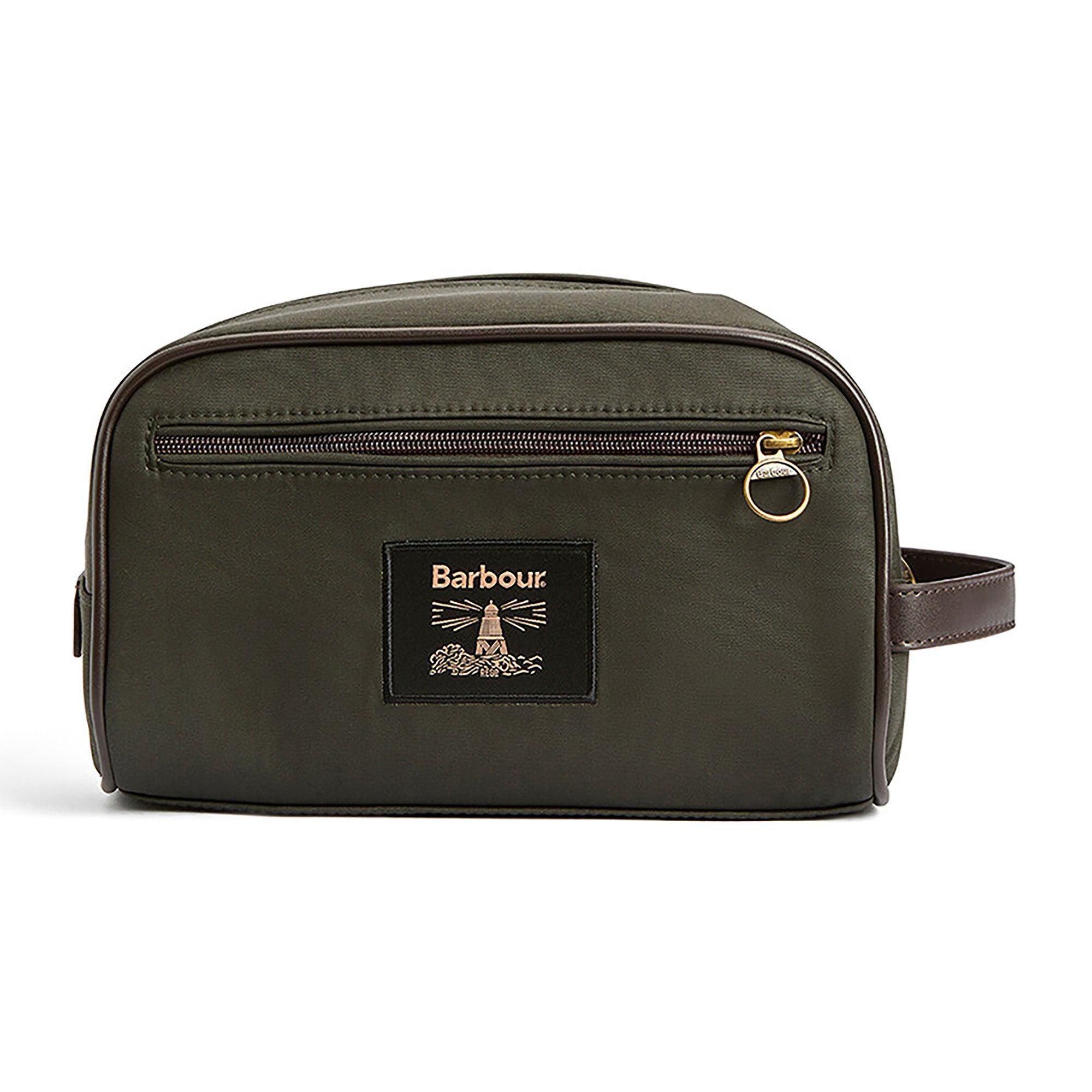 Product image 1 of 8 of Barbour Men's Wax Washbag - Olive/Beacon