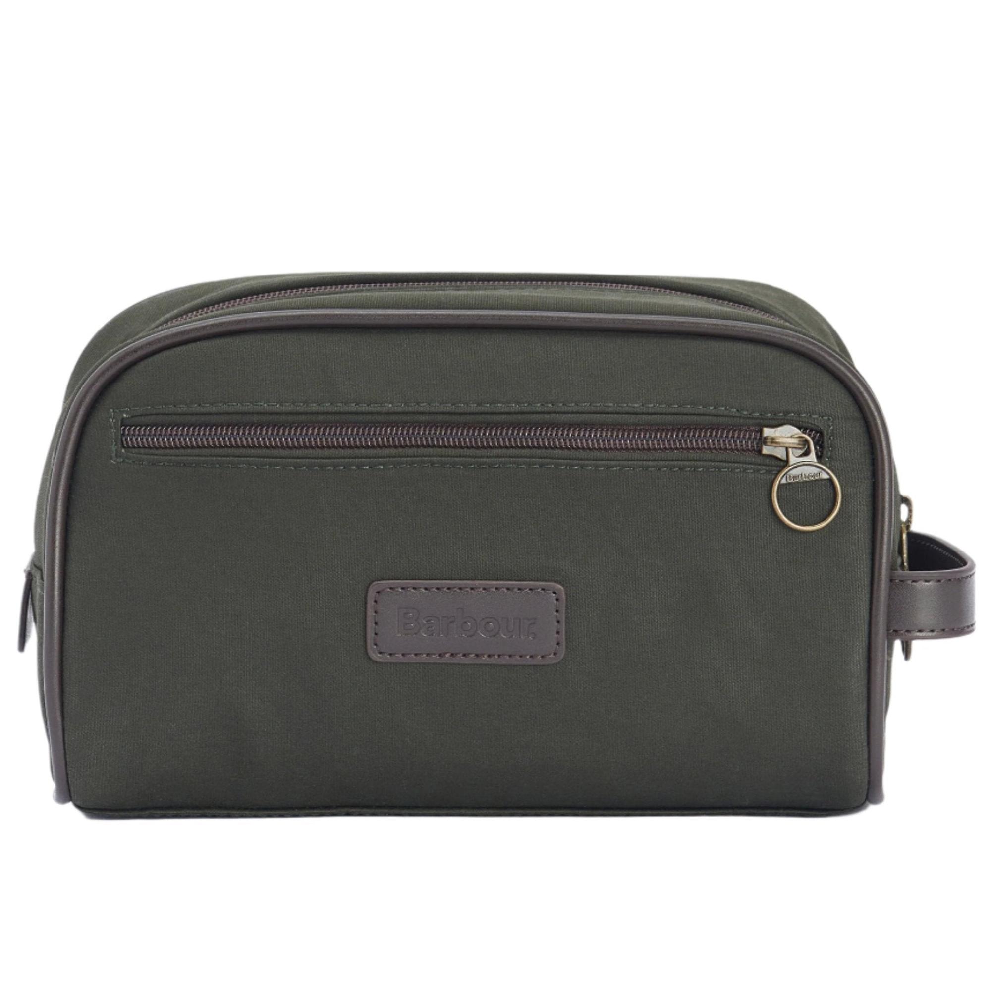 Product image 1 of 5 of Barbour Men's Wax Washbag - Olive/Brown