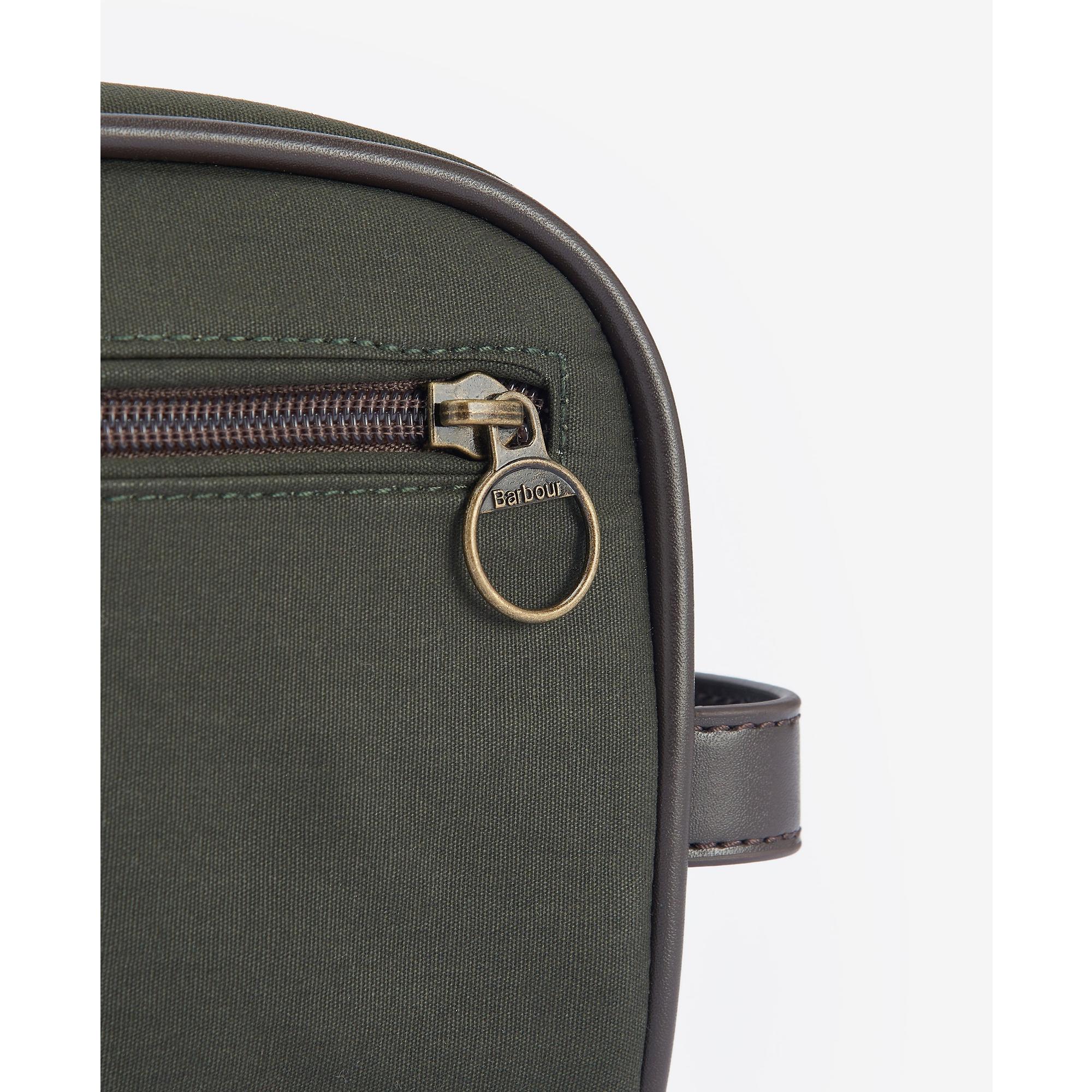 Product image 4 of 5 of Barbour Men's Wax Washbag - Olive/Brown