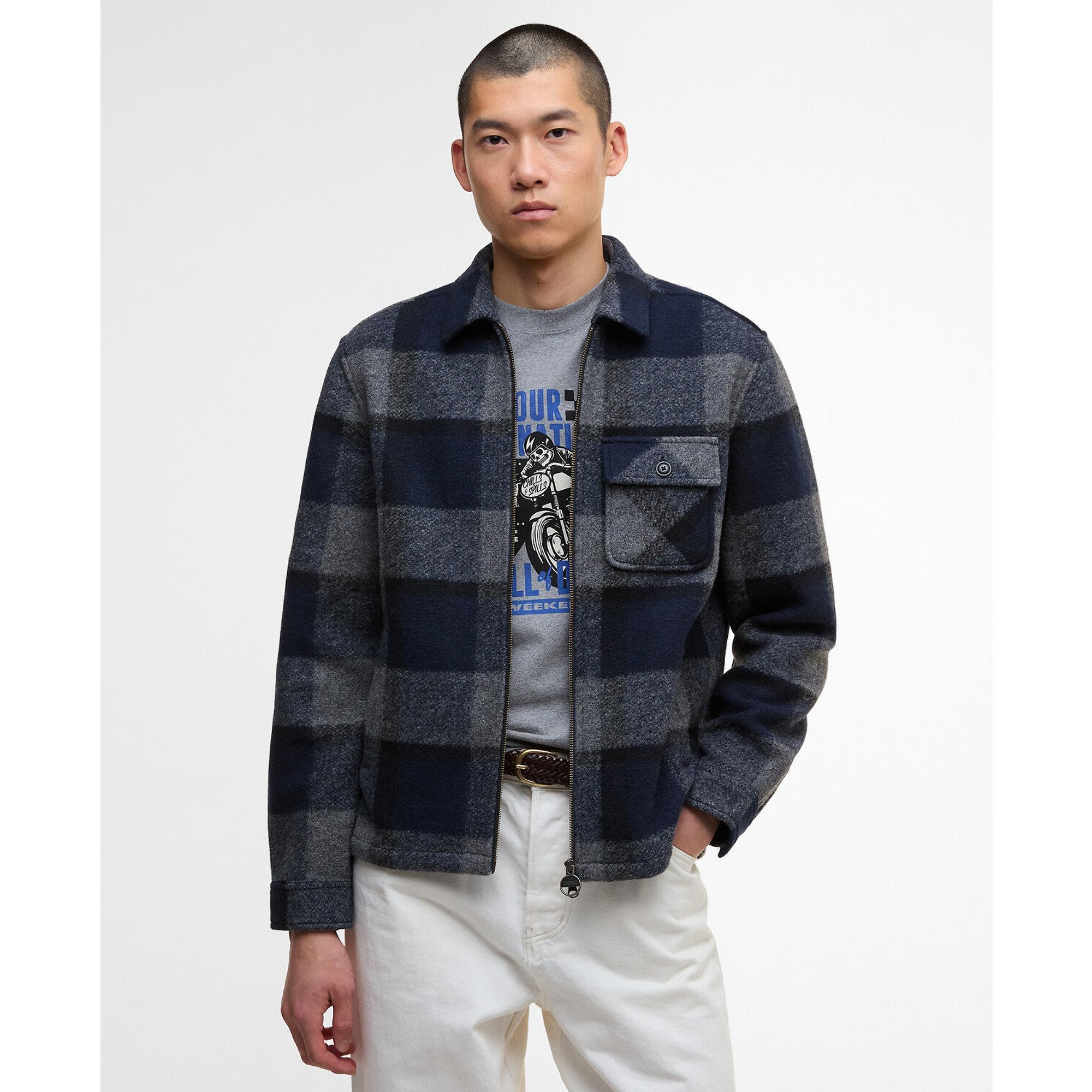 Product image 2 of 7 of Barbour International Men's Hailwood Tartan Fleece Overshirt - Navy