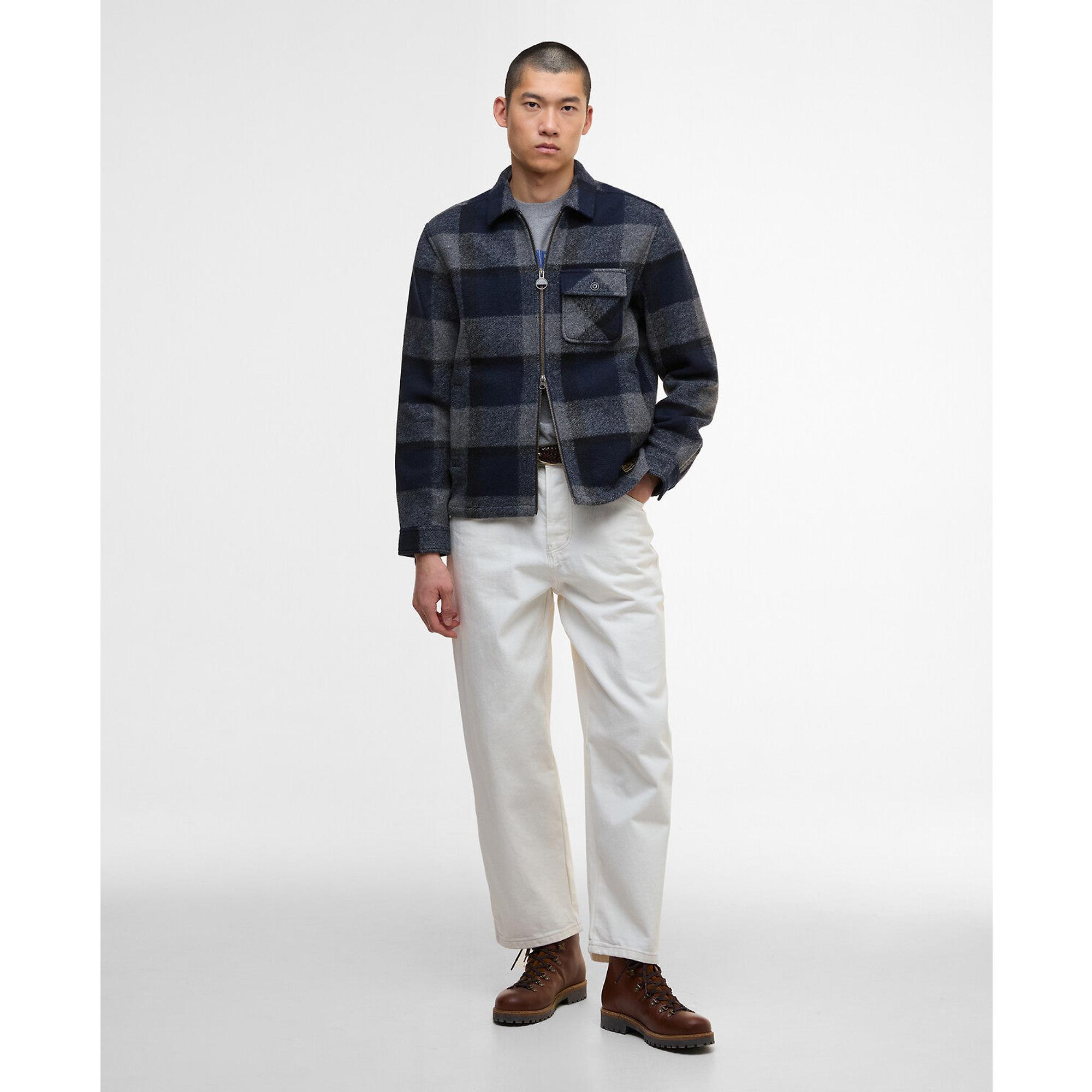 Product image 3 of 7 of Barbour International Men's Hailwood Tartan Fleece Overshirt - Navy