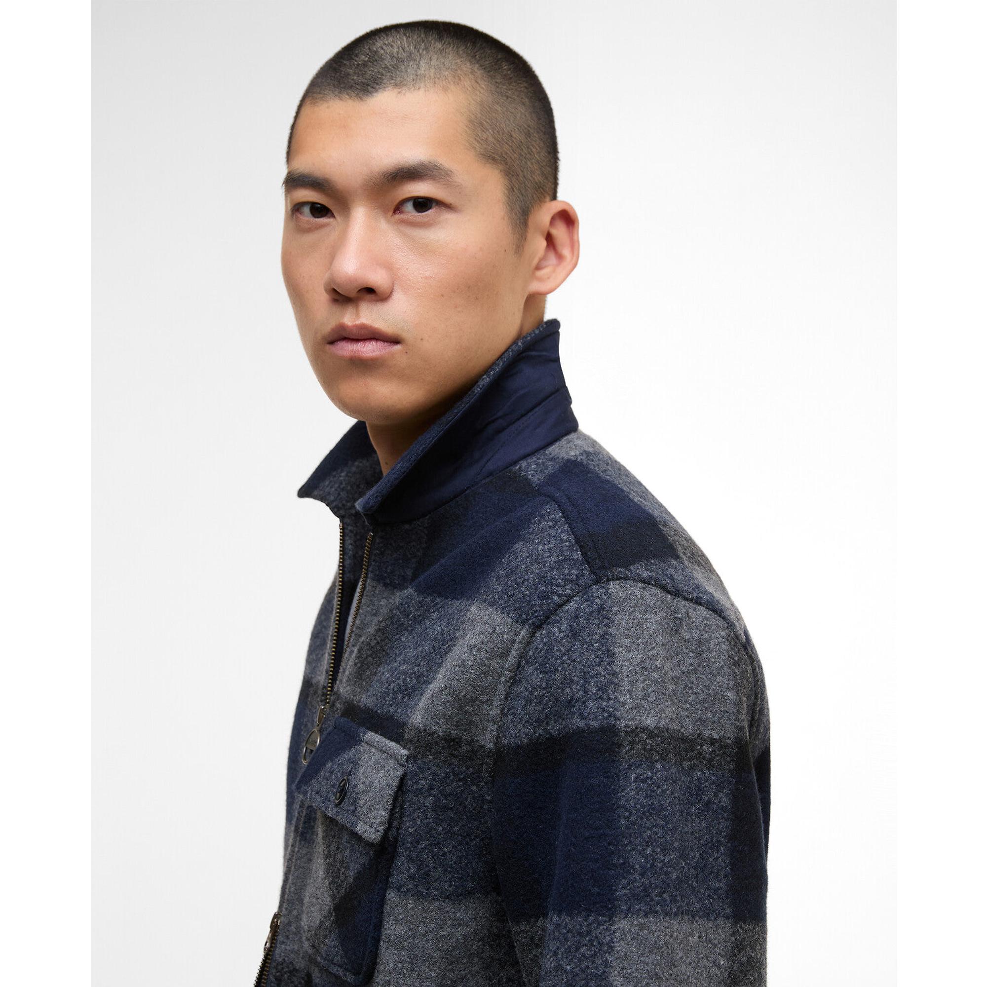 Product image 5 of 7 of Barbour International Men's Hailwood Tartan Fleece Overshirt - Navy