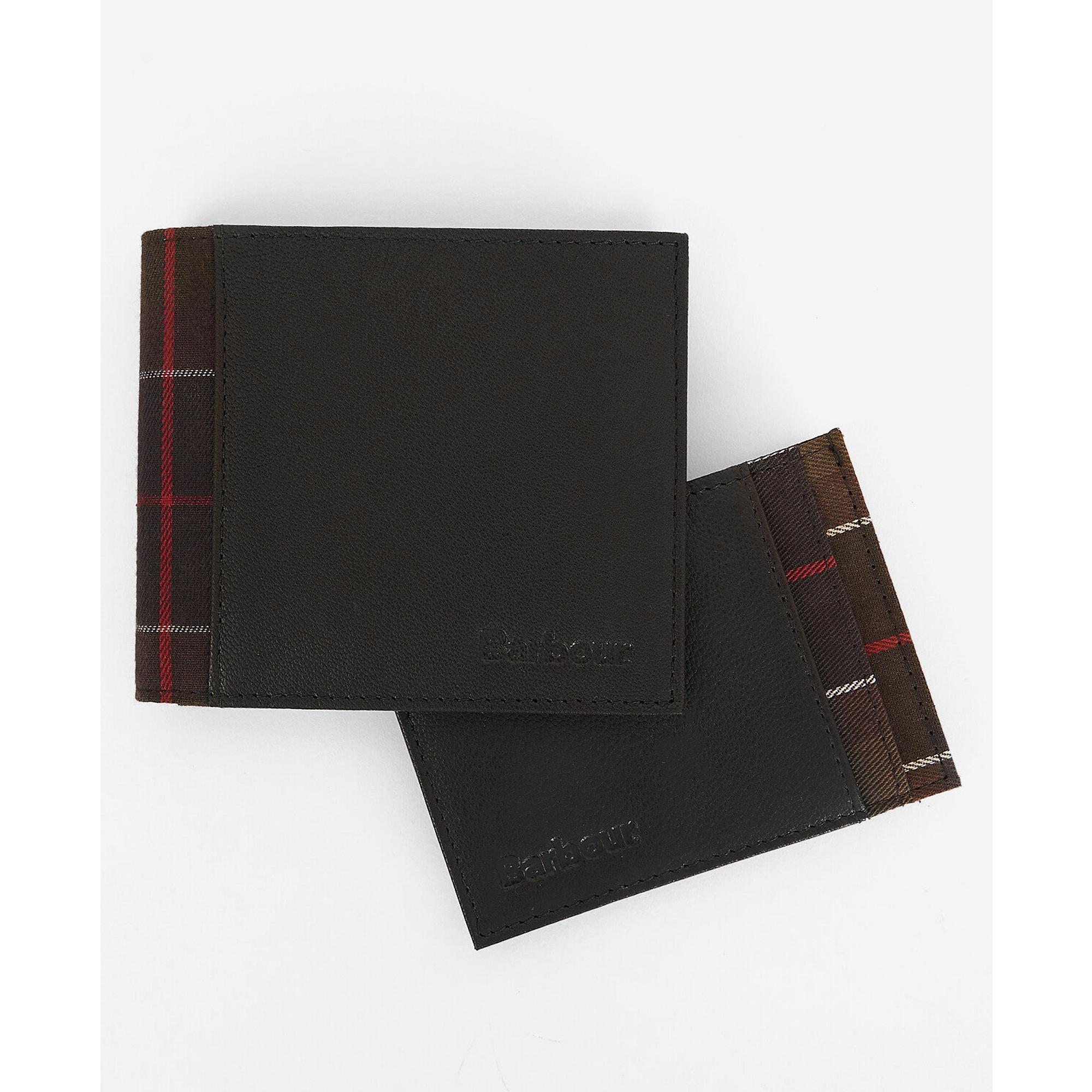 Product image 2 of 5 of Barbour Leather Wallet & Card Holder Gift Set - Black/Classic Tartan
