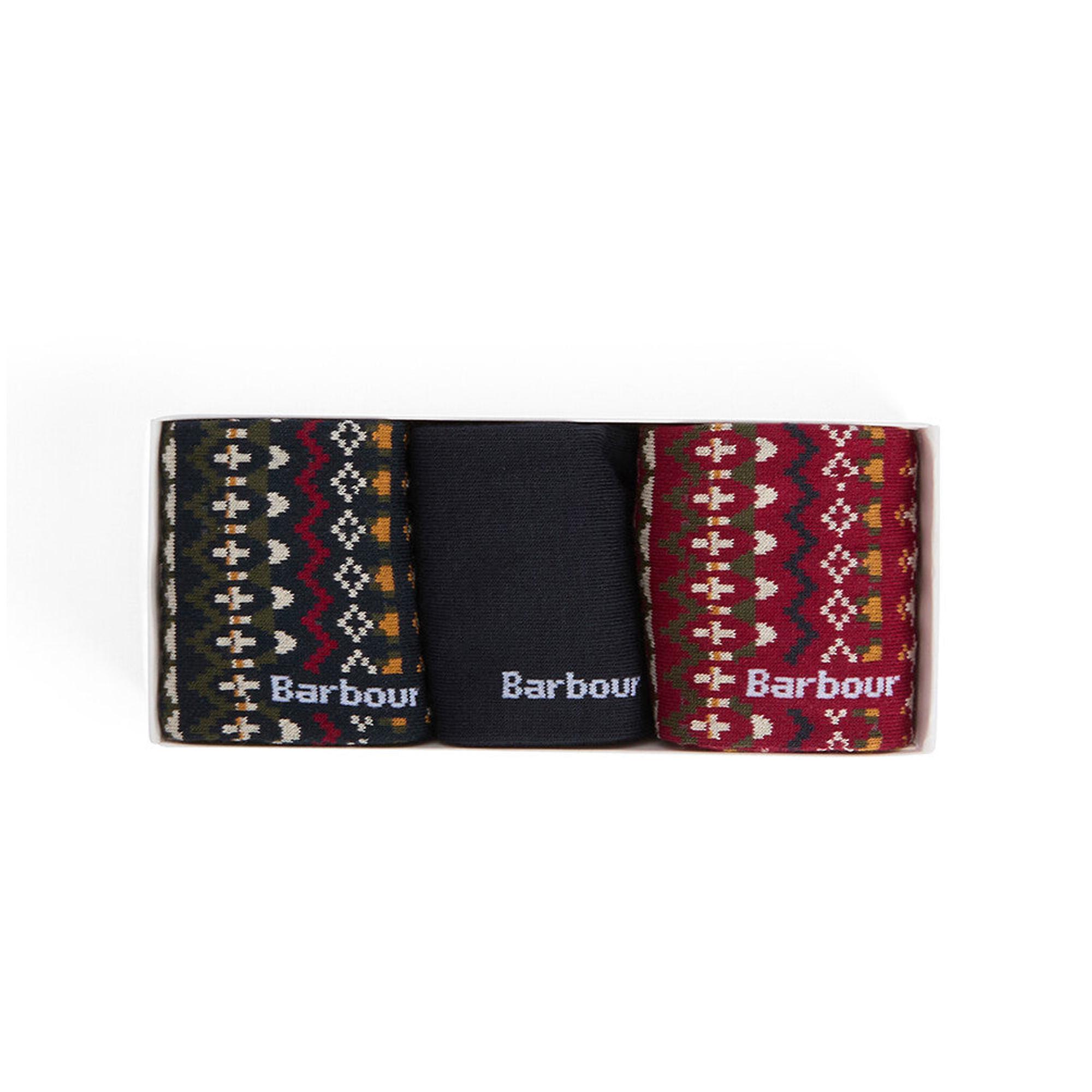 Product image 4 of 4 of Barbour Men's Marlow Fair Isle 3 Pack Sock Gift Box - Olive