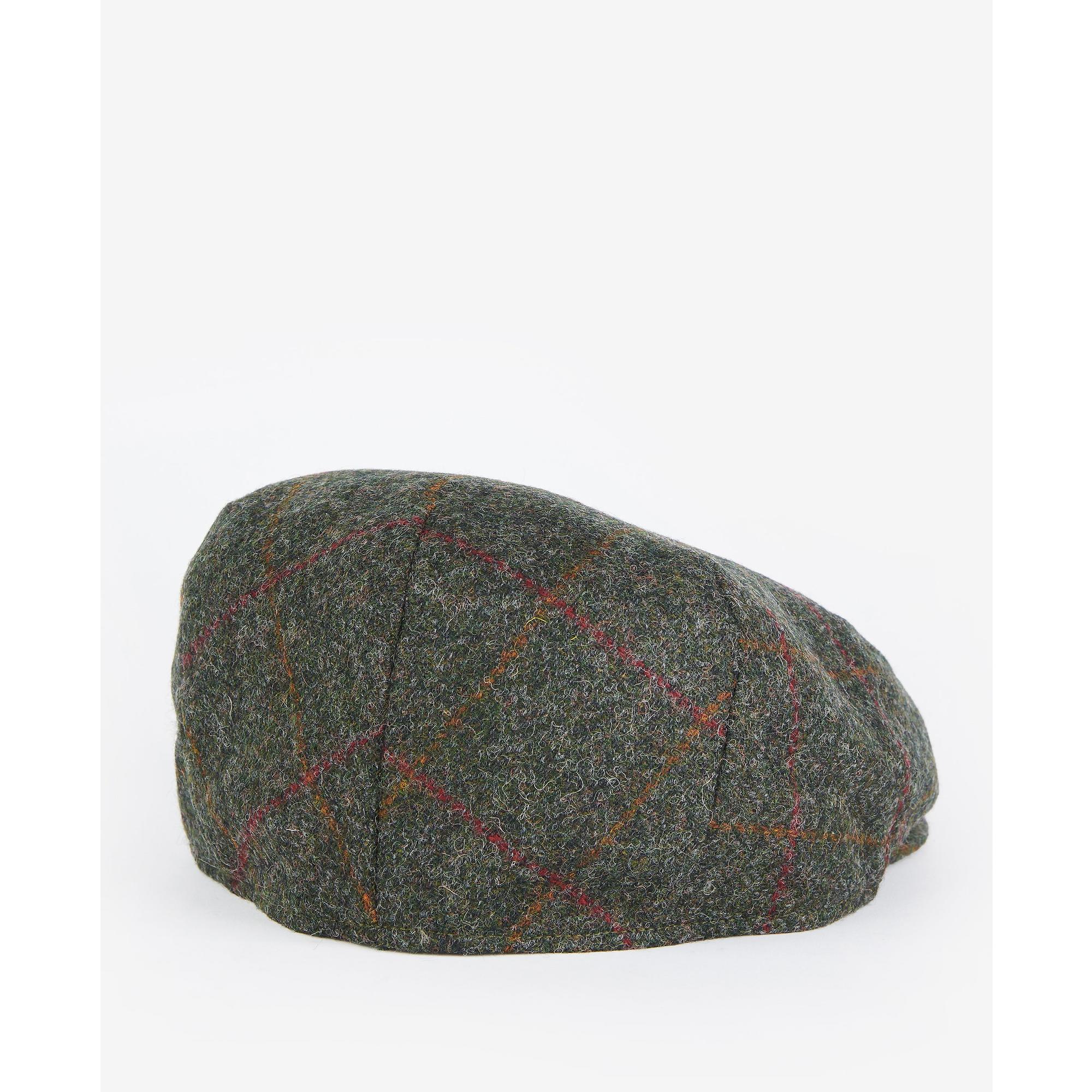 Product image 2 of 4 of Barbour Men's Crieff Flat Cap - Olive/Red Overcheck