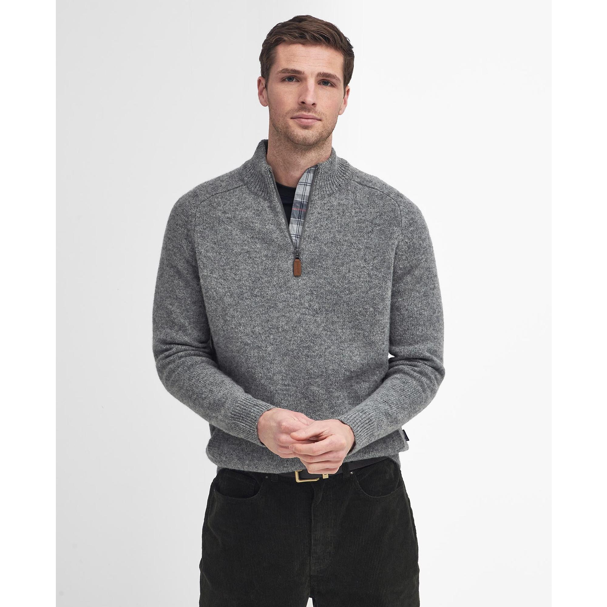 Product image 2 of 7 of Barbour Men's Talder Half-Zip Knit Jumper - Grey Marl