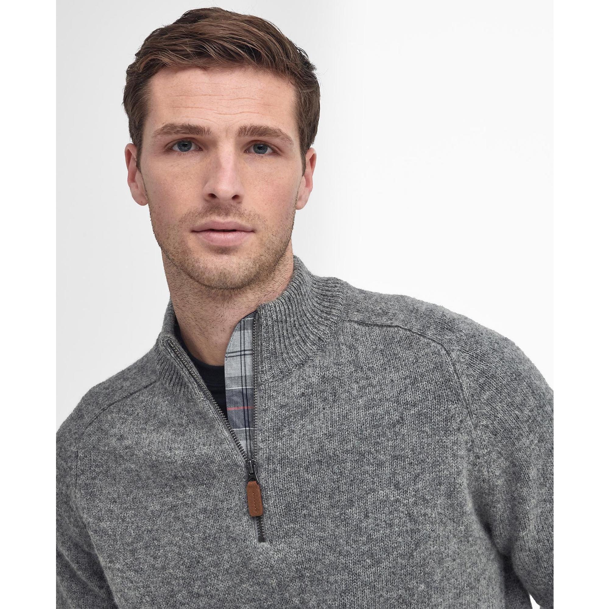 Product image 5 of 7 of Barbour Men's Talder Half-Zip Knit Jumper - Grey Marl