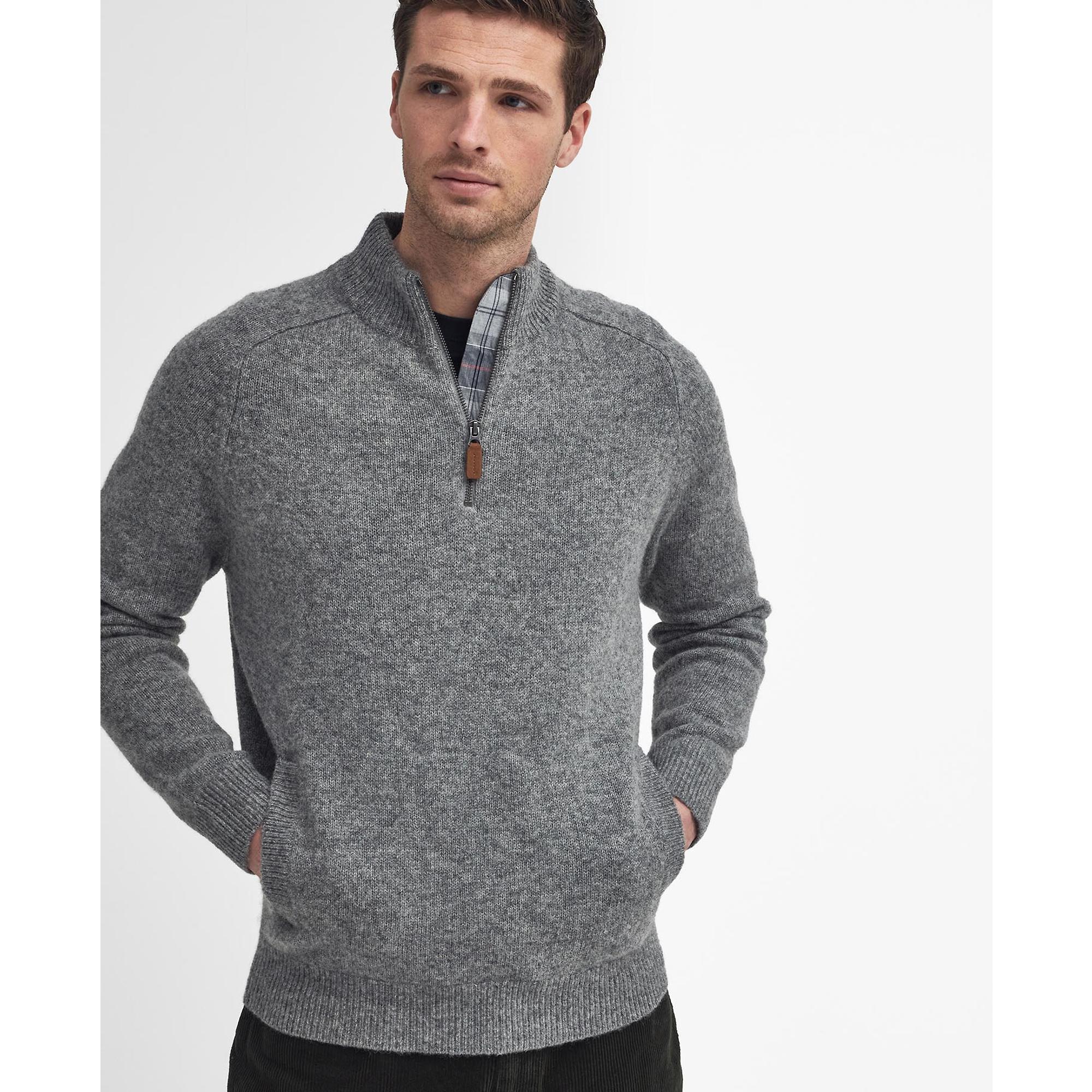 Product image 3 of 7 of Barbour Men's Talder Half-Zip Knit Jumper - Grey Marl
