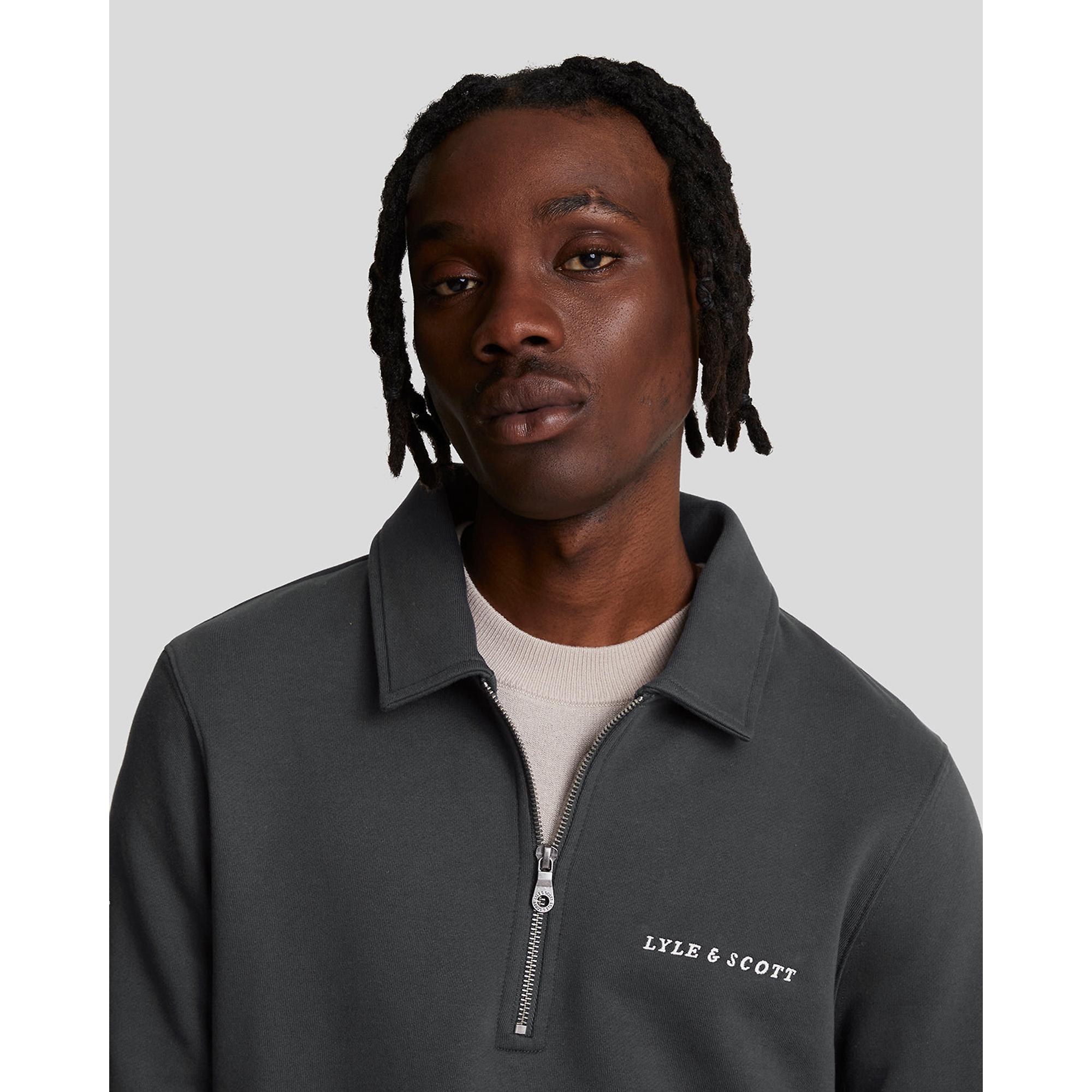 Product image 4 of 5 of Lyle & Scott Men's Embroidered Collared 1/4 Zip Jumper - Gunmetal/Cove