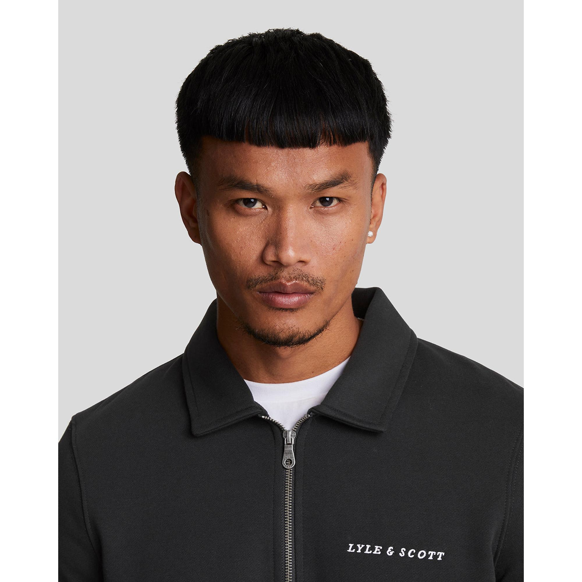 Product image 4 of 5 of Lyle & Scott Men's Embroidered Collared 1/4 Zip Jumper - Jet Black/ White