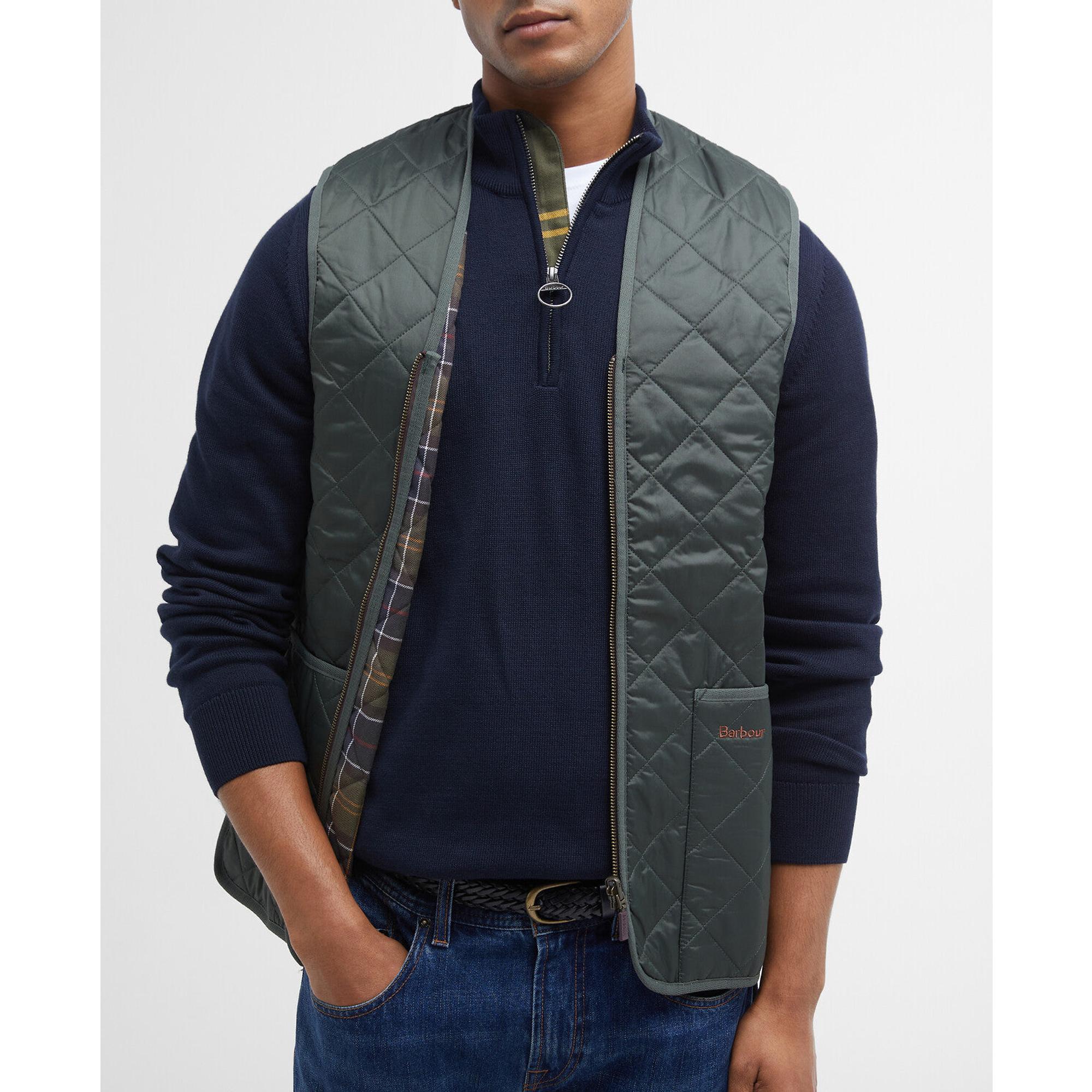 Product image 6 of 7 of Barbour Men's Quilted Waistcoat/Zip-In Liner - Olive/Classic