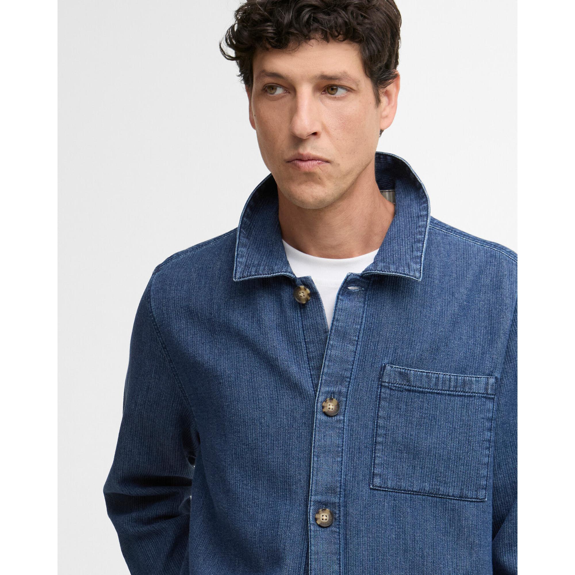 Product image 5 of 6 of Barbour Men's Aickmen Textured Denim Overshirt - Indigo