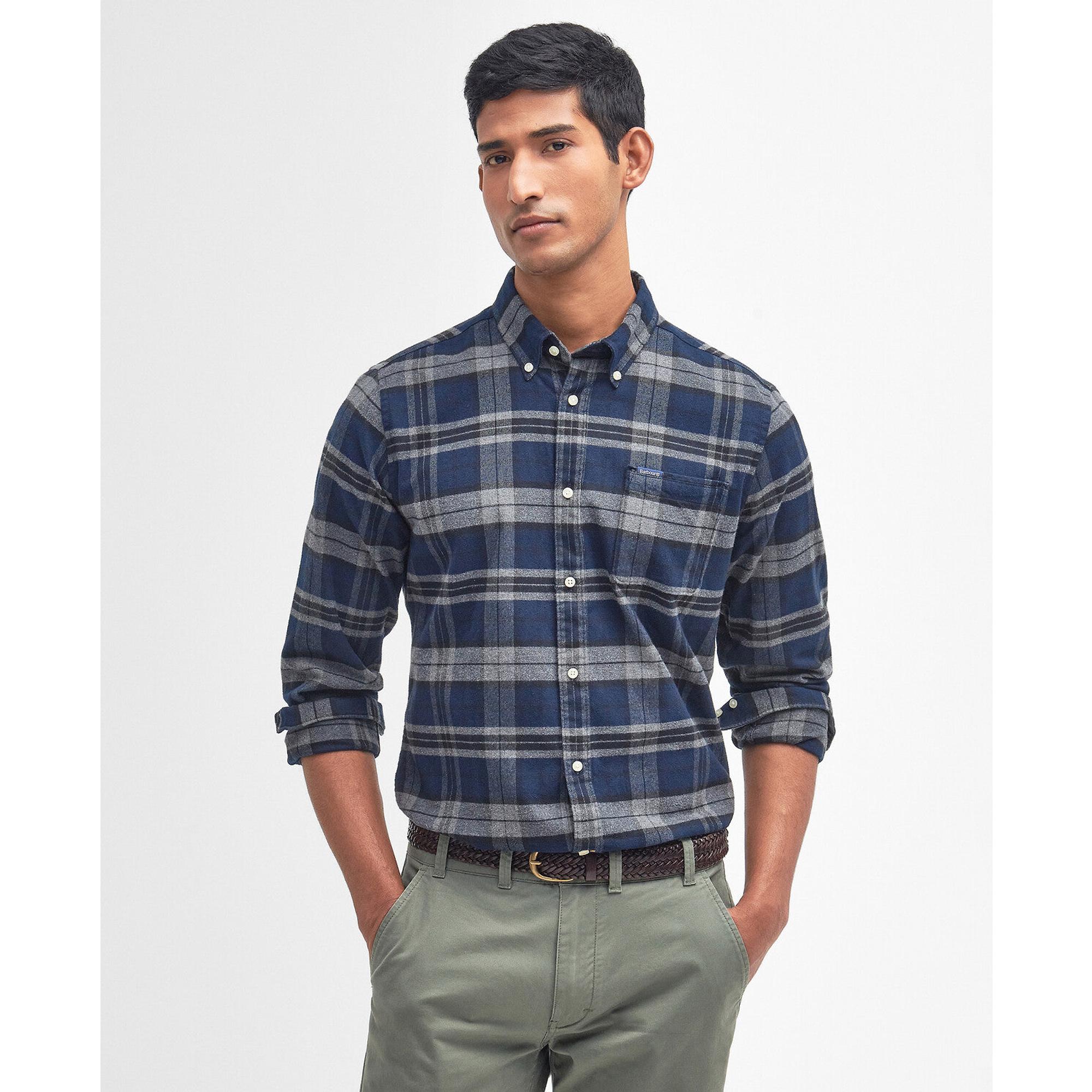 Product image 2 of 7 of Barbour Men's Betsom Tailored Checked Shirt - Grey Marl