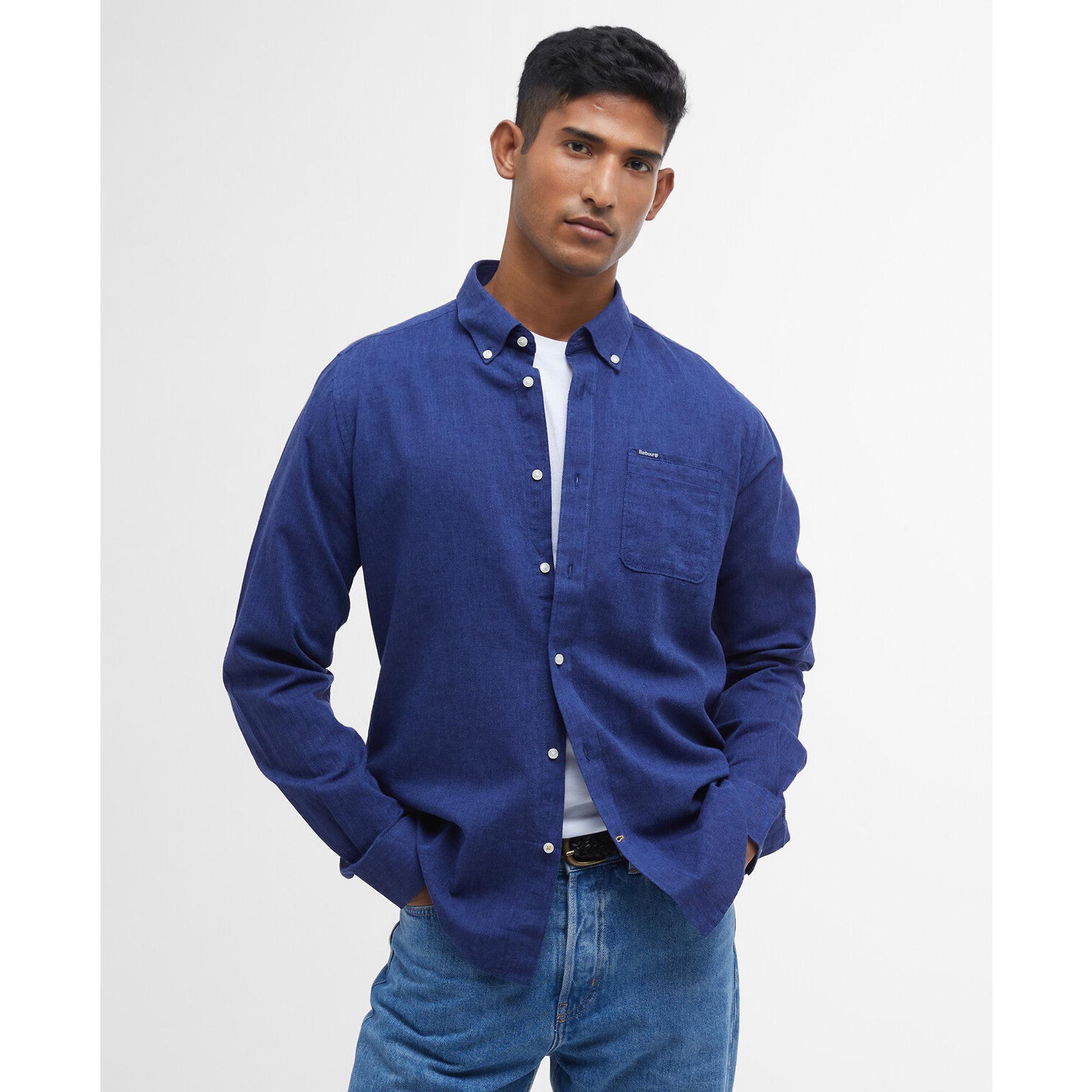 Product image 2 of 6 of Barbour Men's Nelson Tailored Long-Sleeved Shirt - Indigo