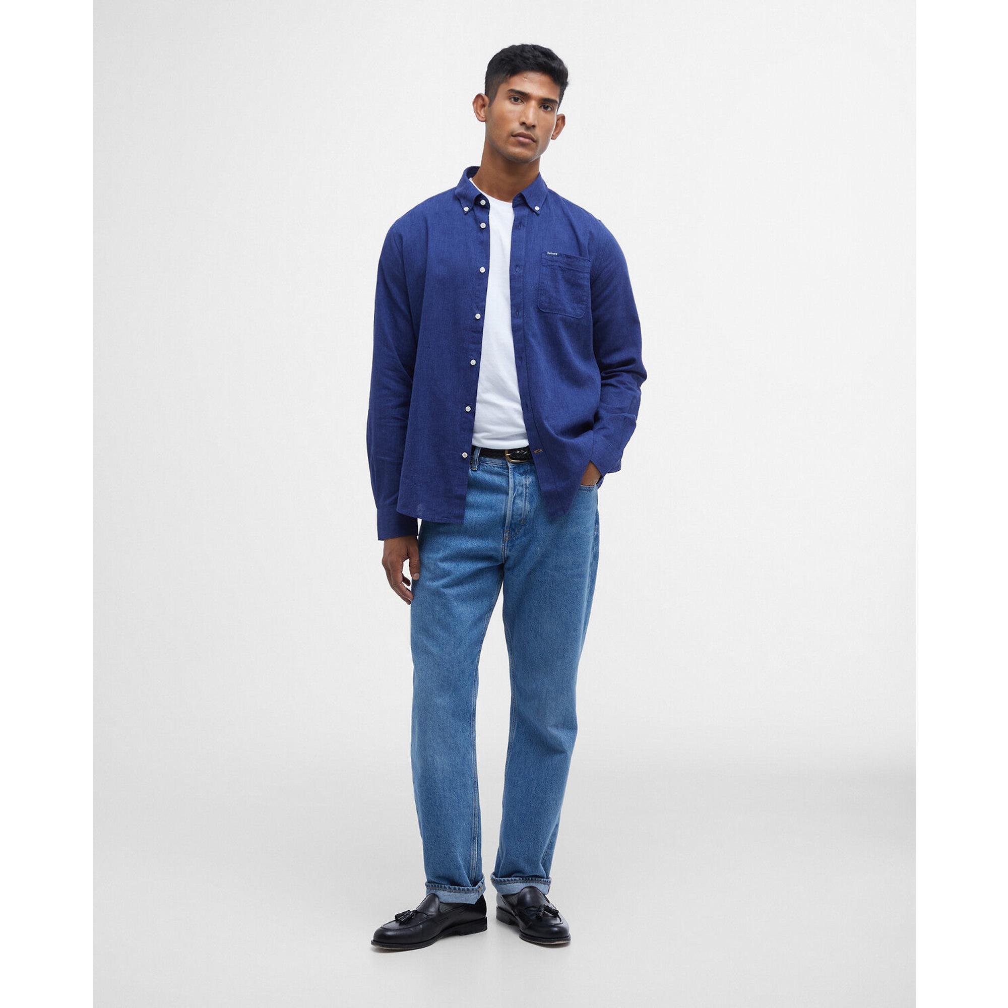 Product image 3 of 6 of Barbour Men's Nelson Tailored Long-Sleeved Shirt - Indigo