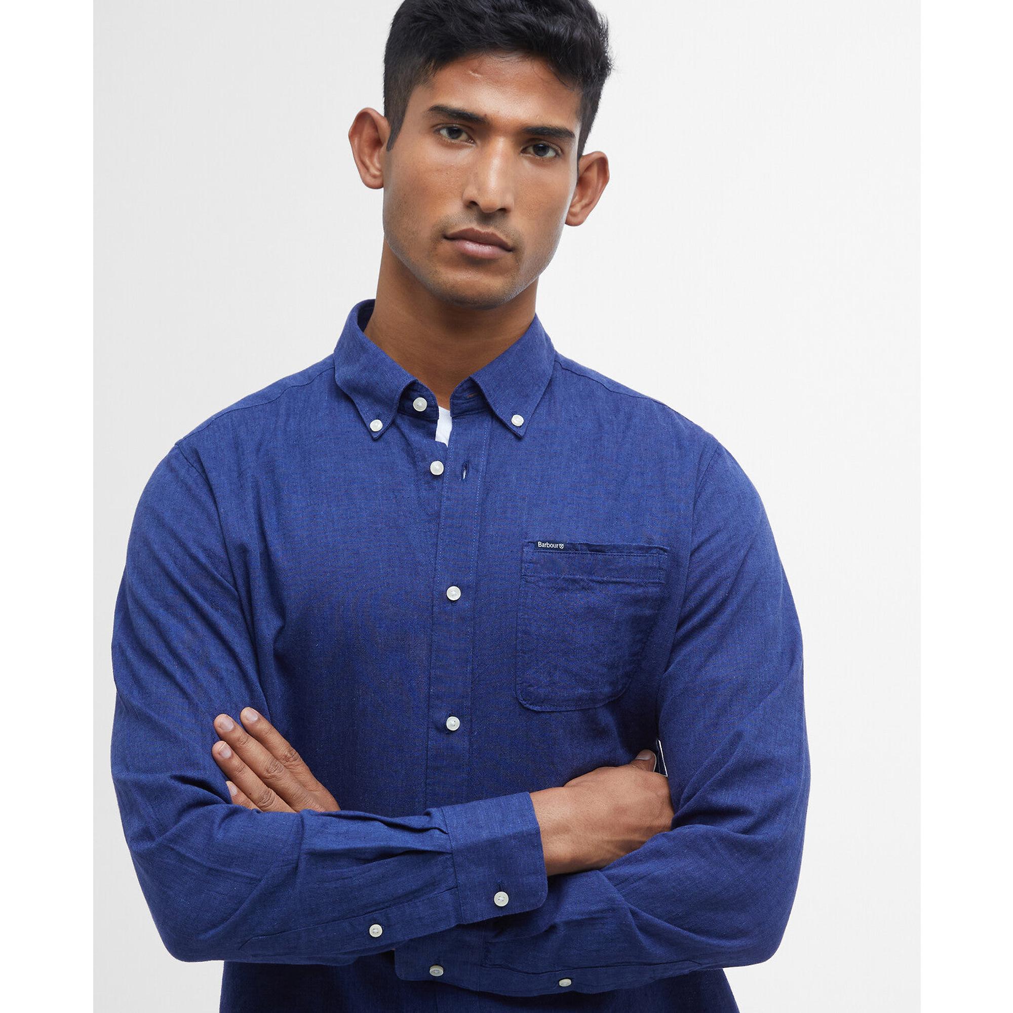 Product image 5 of 6 of Barbour Men's Nelson Tailored Long-Sleeved Shirt - Indigo