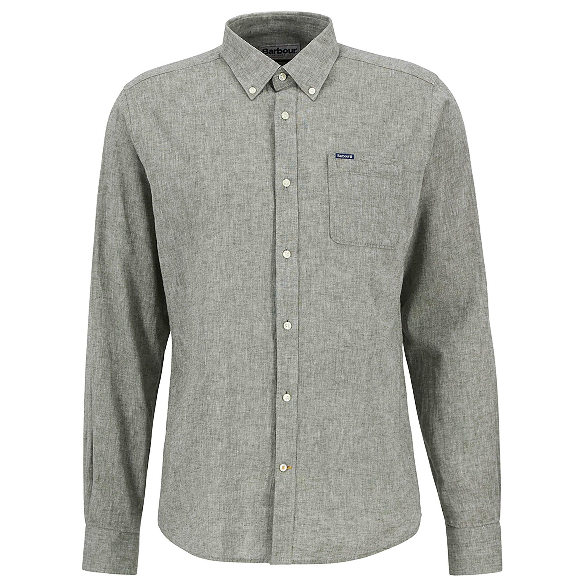 Product image 1 of 6 of Barbour Men's Nelson Tailored Long-Sleeved Shirt - Bleached Olive