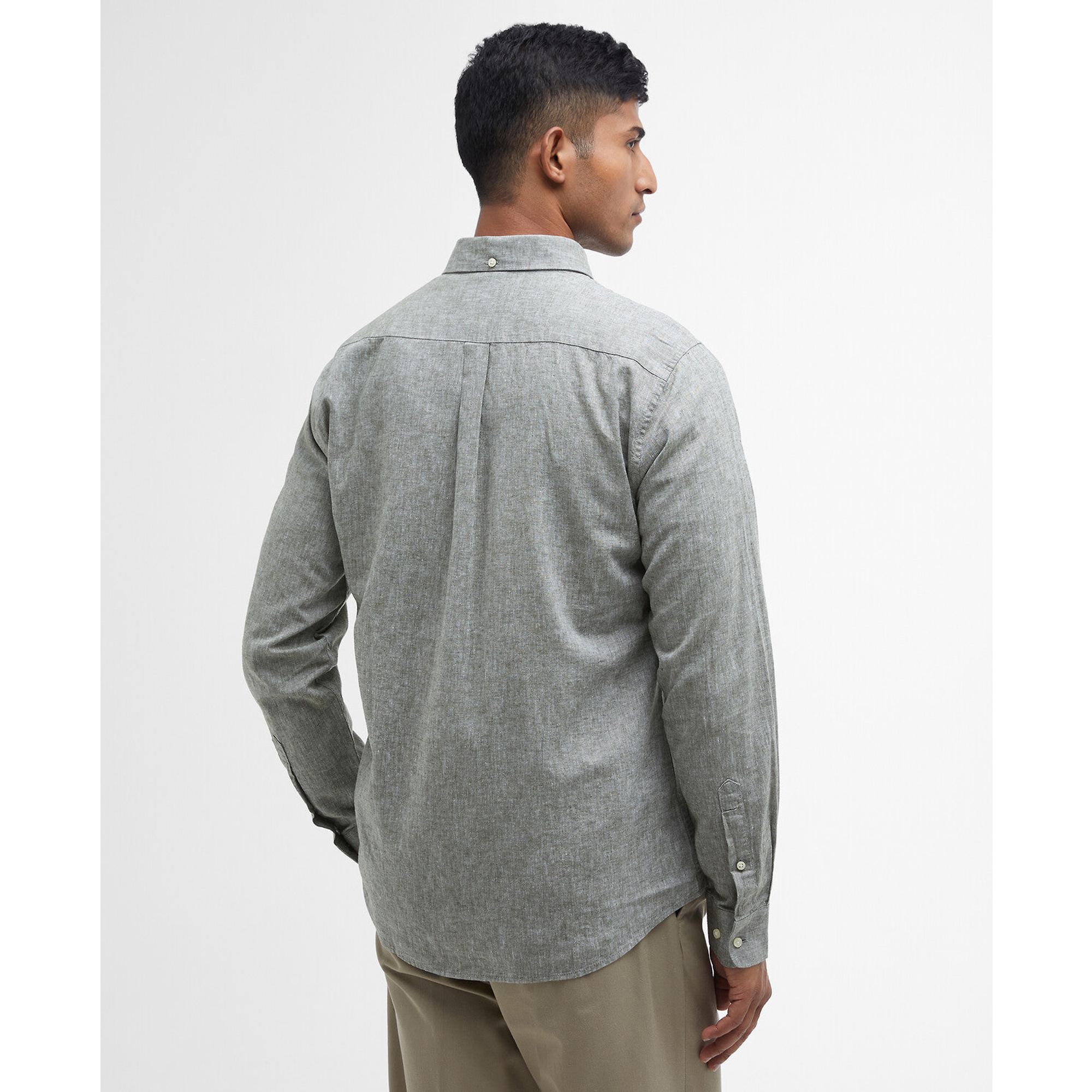 Product image 4 of 6 of Barbour Men's Nelson Tailored Long-Sleeved Shirt - Bleached Olive