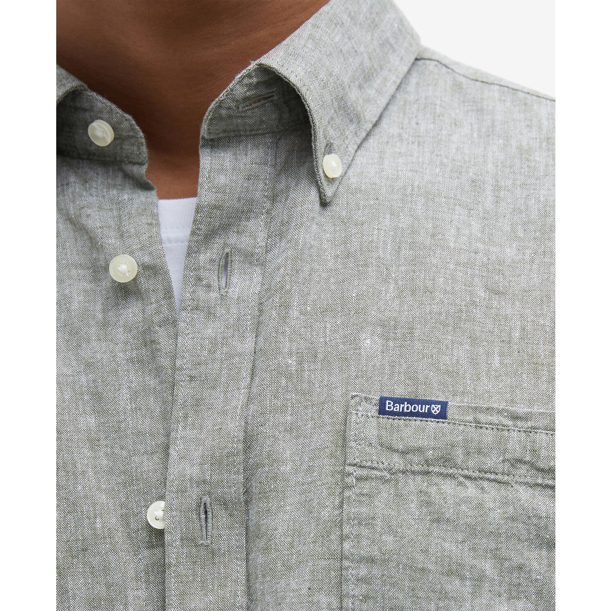 Product image 6 of 6 of Barbour Men's Nelson Tailored Long-Sleeved Shirt - Bleached Olive