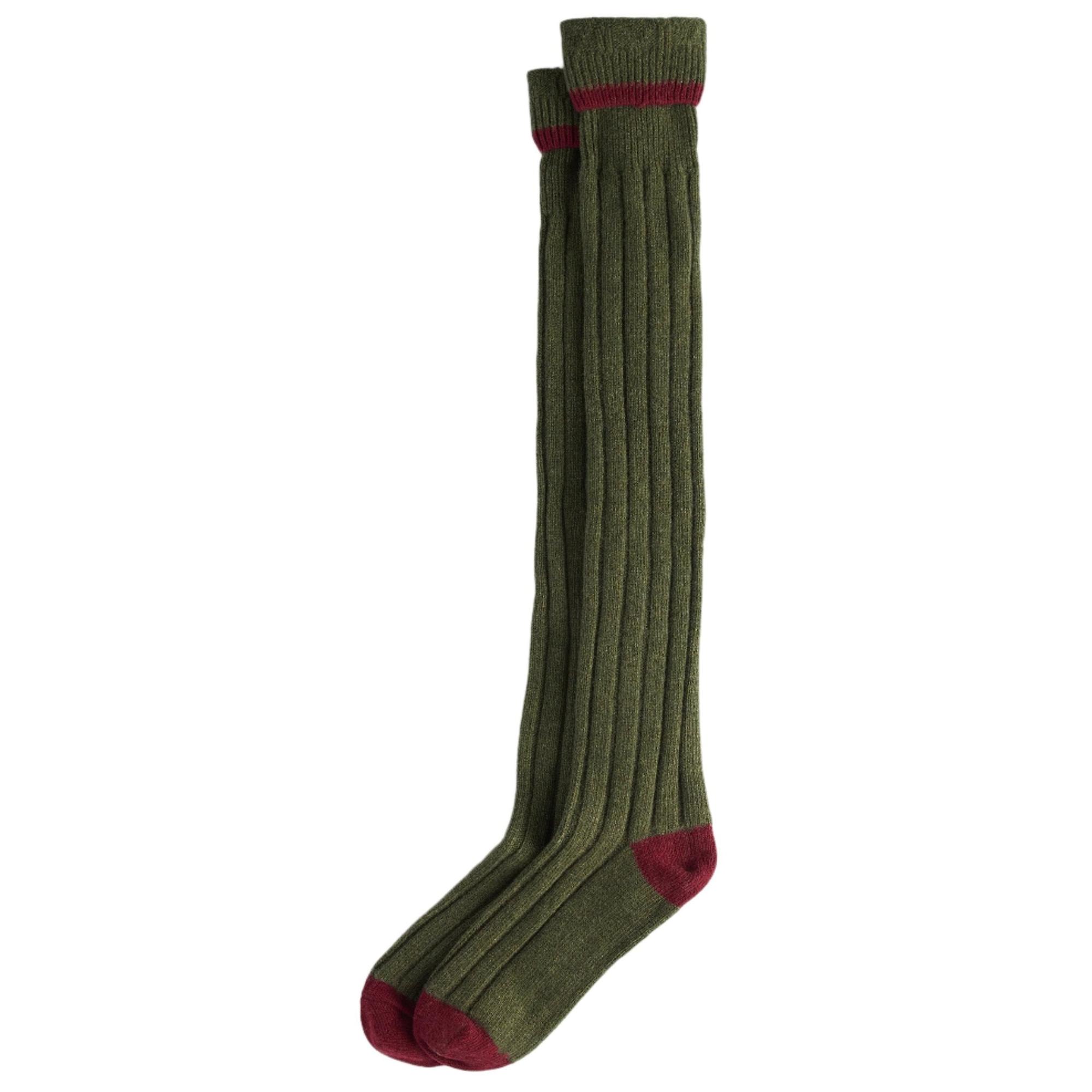 Product image 1 of 4 of Barbour Men's Contrast Merino Wool Gun Stockings - Olive/Cranberry