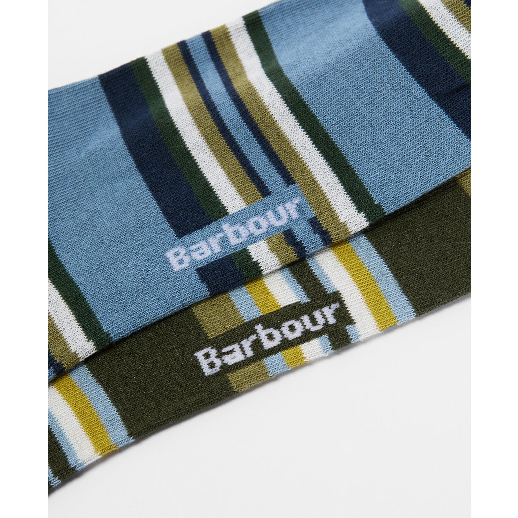 Product image 4 of 5 of Barbour Men's Summer Stripe 2 Pack Socks - Olive/Navy Stripe