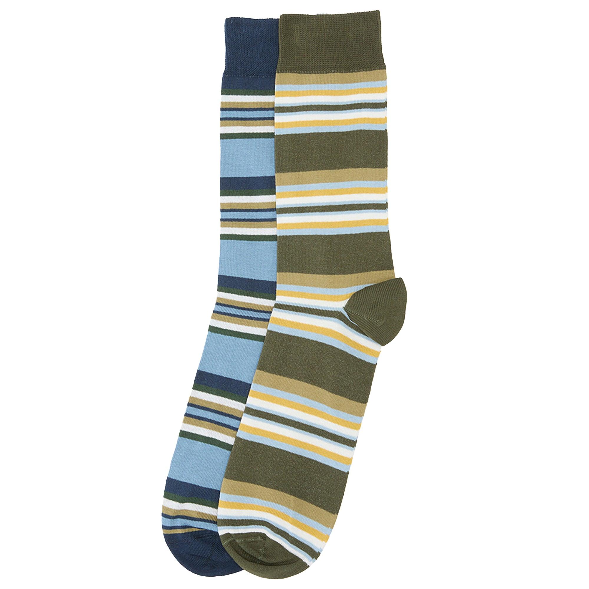 Product image 1 of 5 of Barbour Men's Summer Stripe 2 Pack Socks - Olive/Navy Stripe
