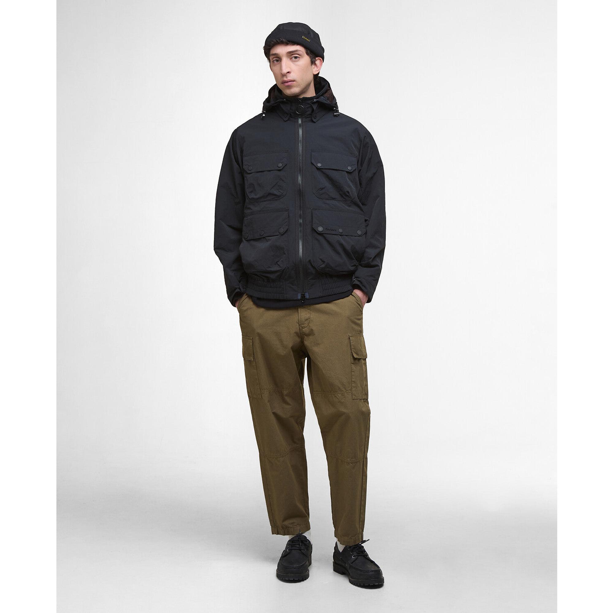 Product image 3 of 8 of Barbour Men's Re-Engineered Hooded Showerproof Flight Bedale Jacket - Black