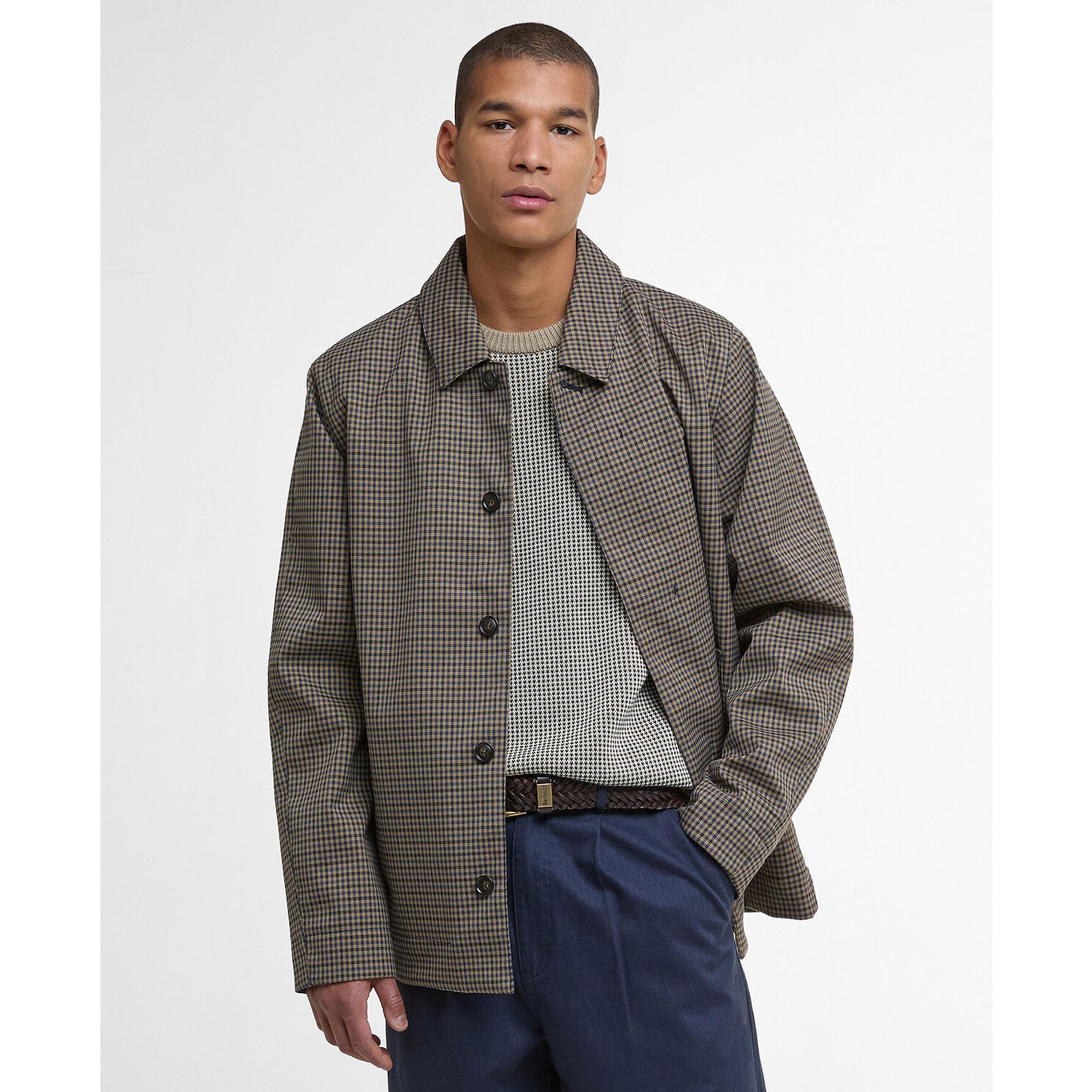 Product image 2 of 7 of Barbour Men's Check Short Lorden Showerproof Jacket - Stone/Navy Check