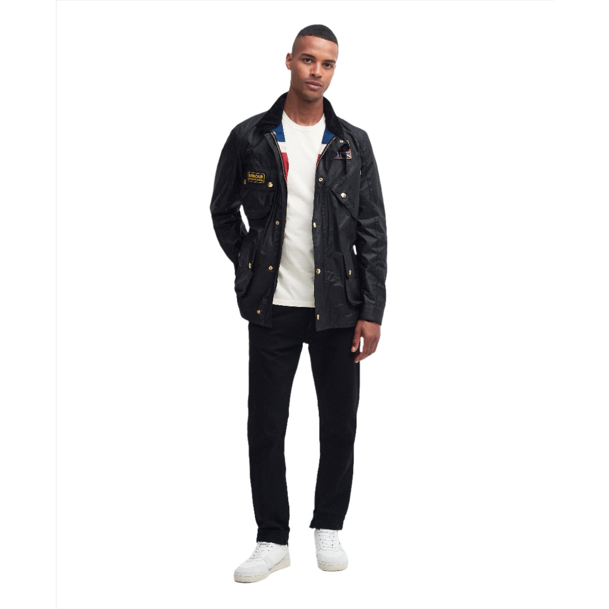 Product image 2 of 9 of Barbour International Men's Union Jack Wax Jacket - Black