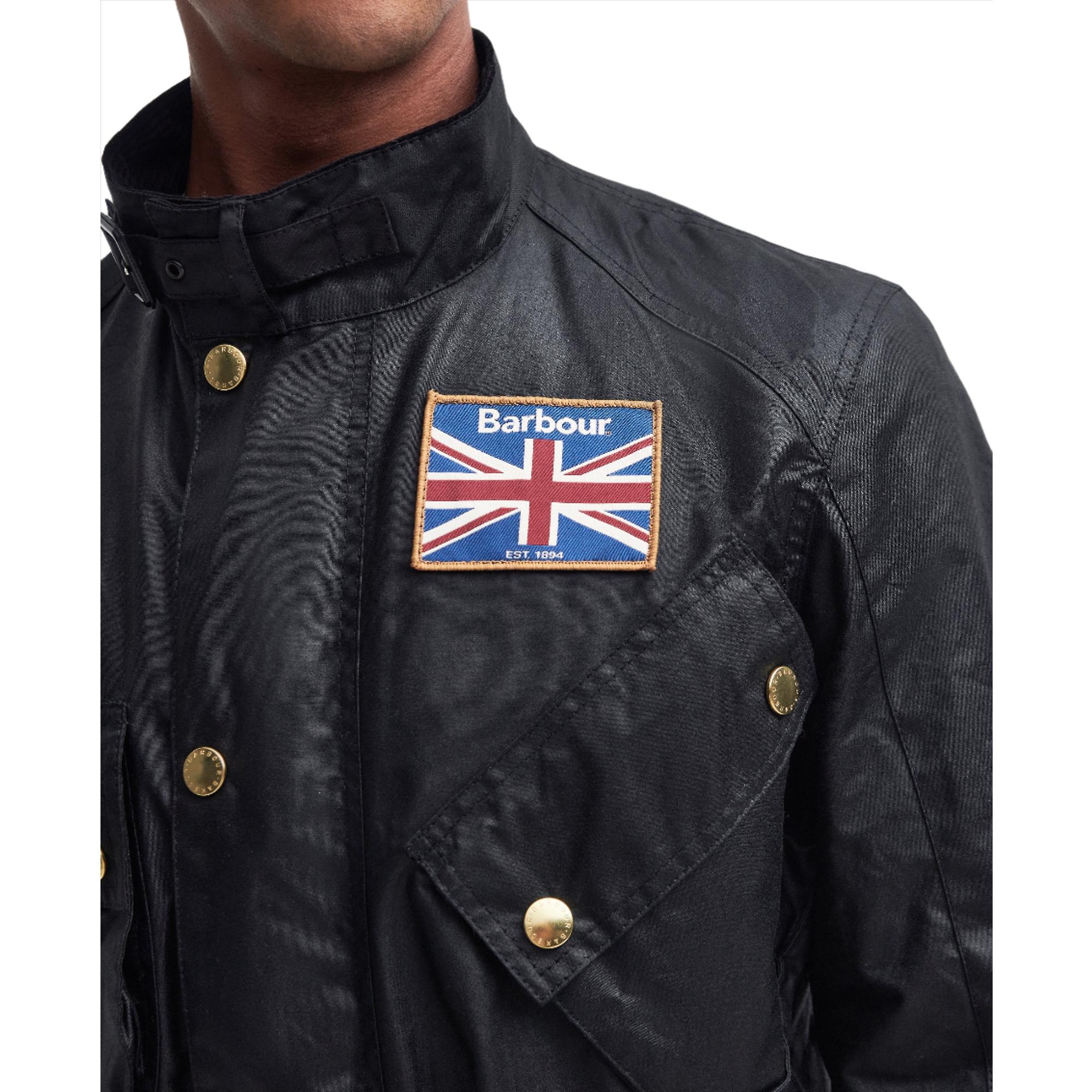 Product image 7 of 9 of Barbour International Men's Union Jack Wax Jacket - Black