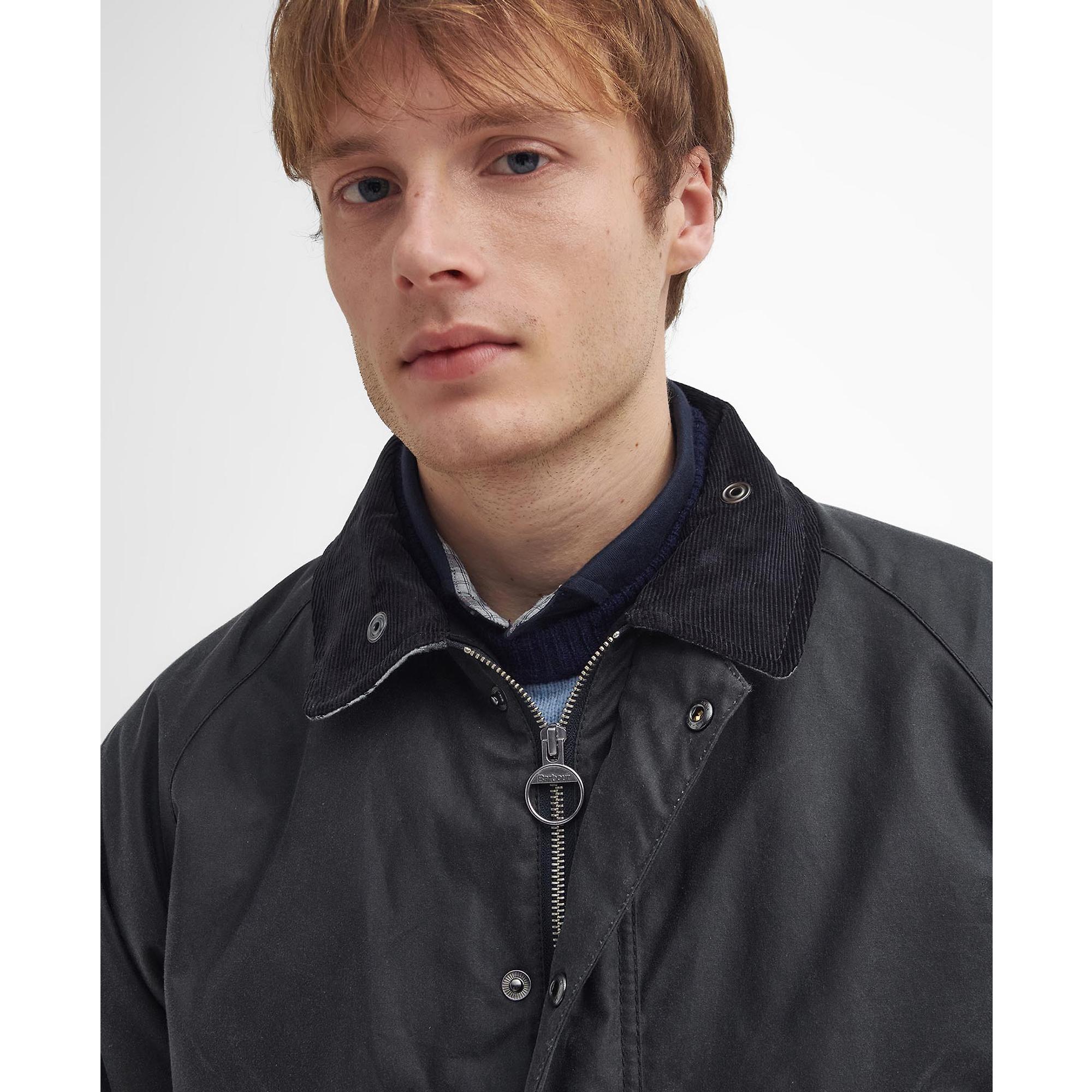Product image 5 of 8 of Barbour Men's Ambleside Wax Jacket - Black/Blue Granite Tartan