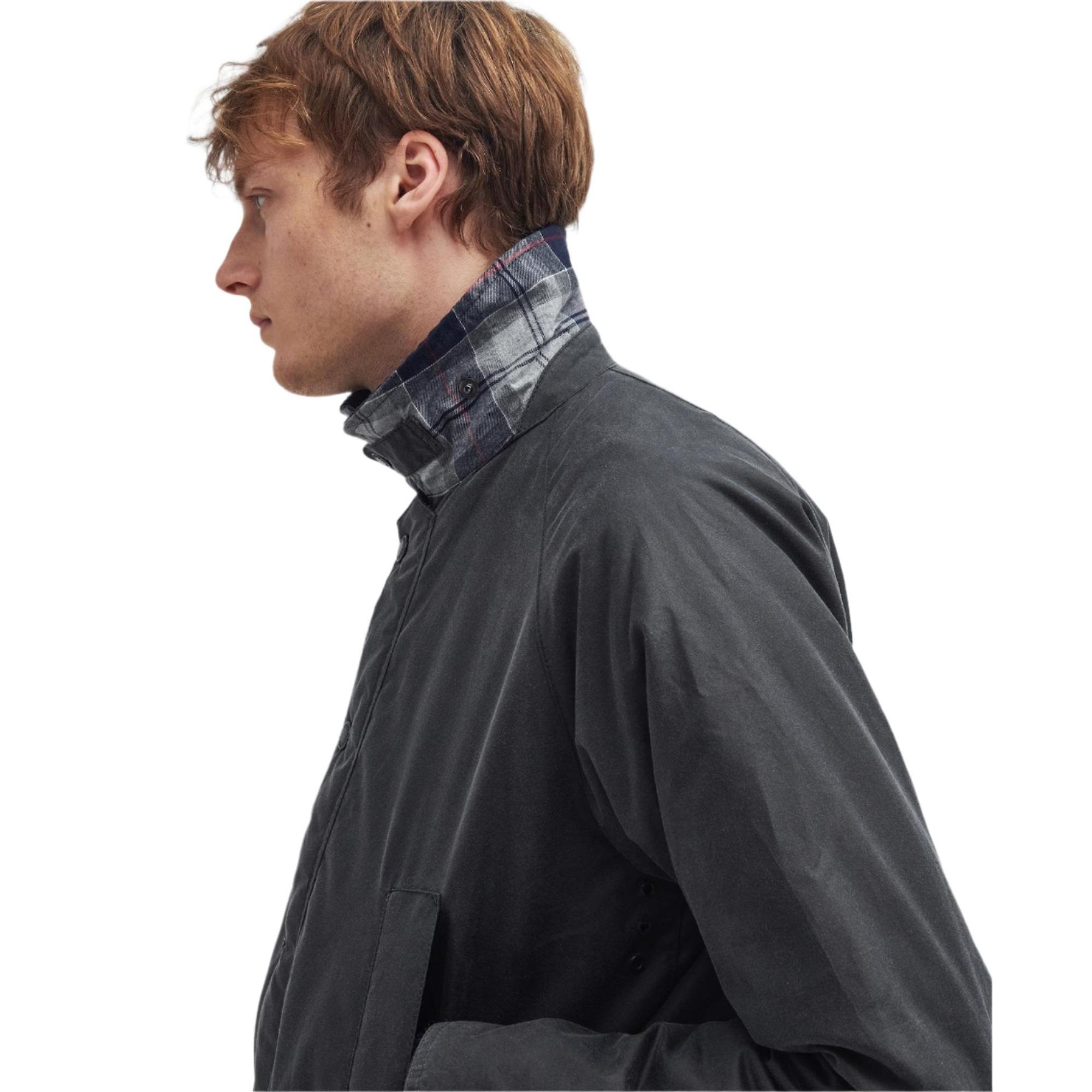 Product image 7 of 8 of Barbour Men's Ambleside Wax Jacket - Black/Blue Granite Tartan