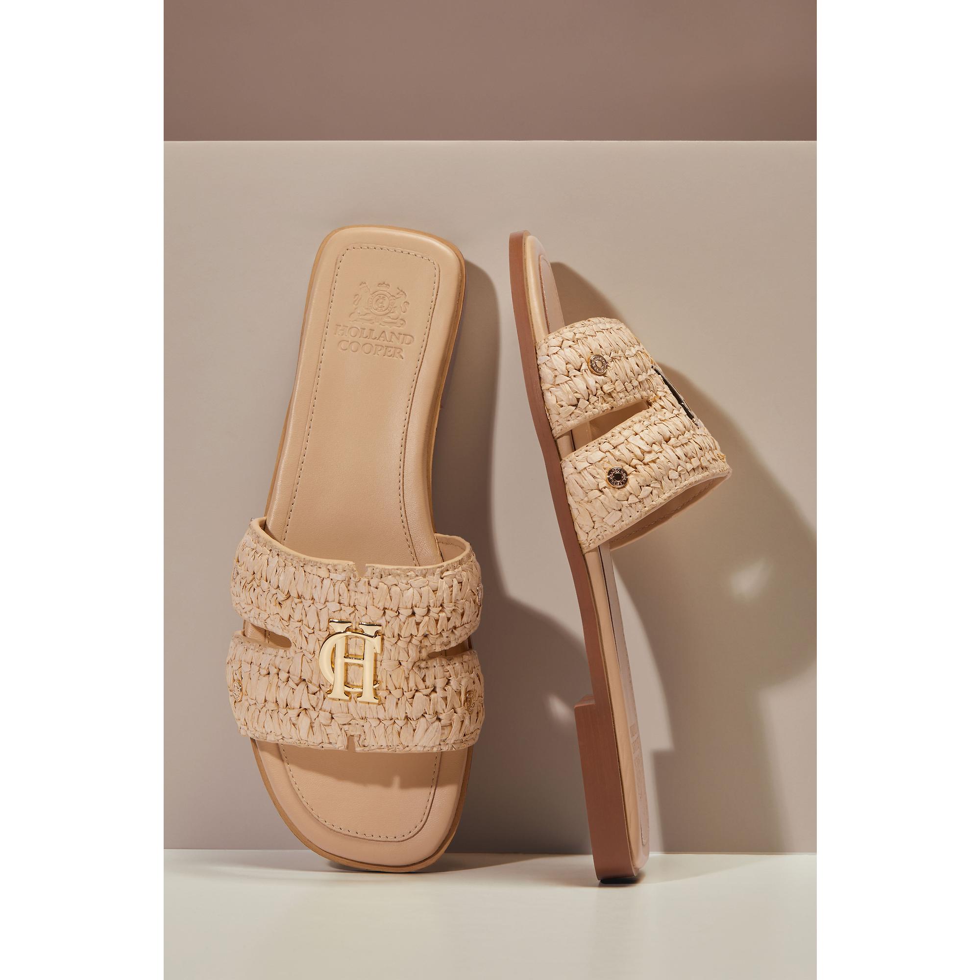 Product image 6 of 7 of Holland Cooper Women's Monogram Slides - Natural Straw