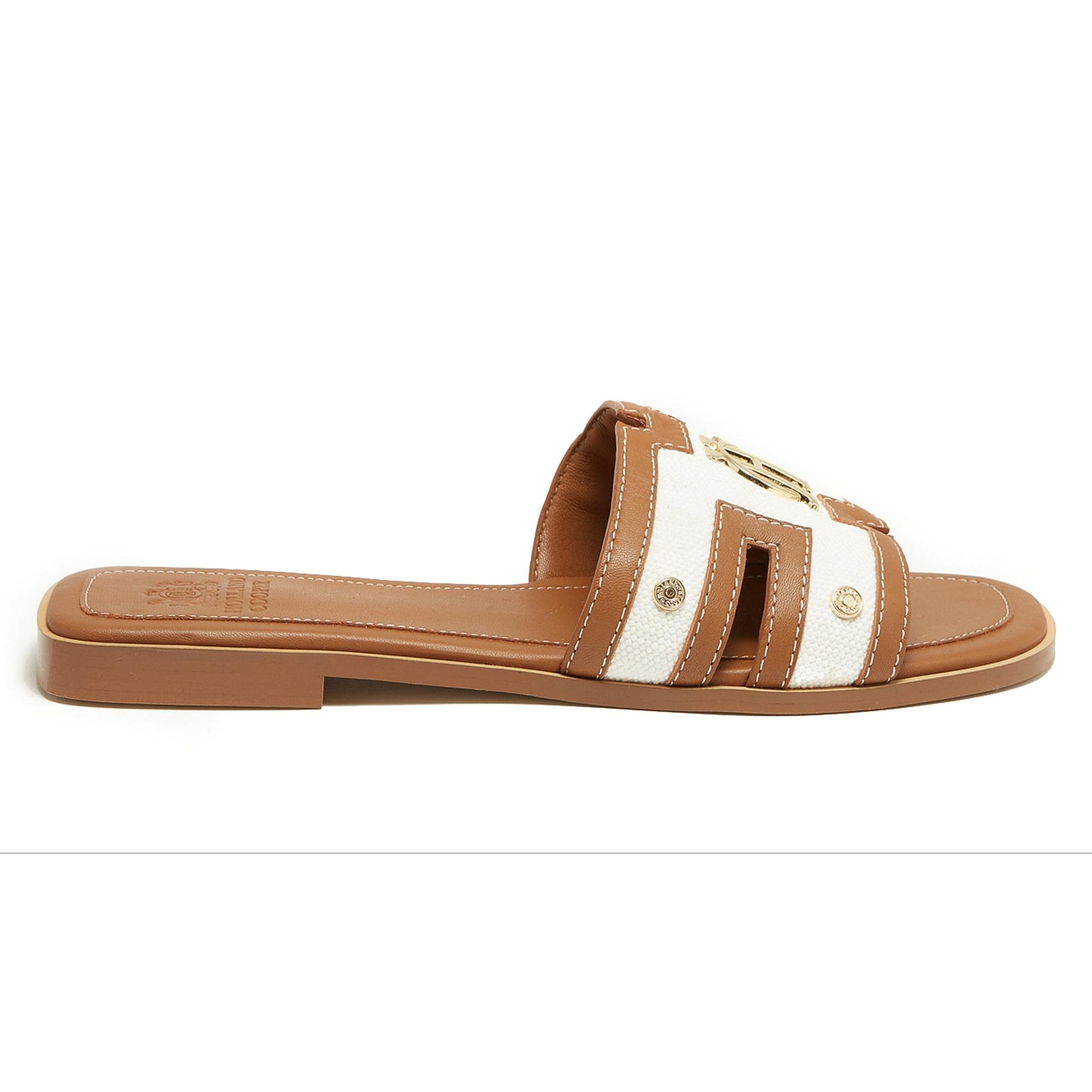 Product image 1 of 10 of Holland Cooper Women's Monogram Slides - Tan Canvas