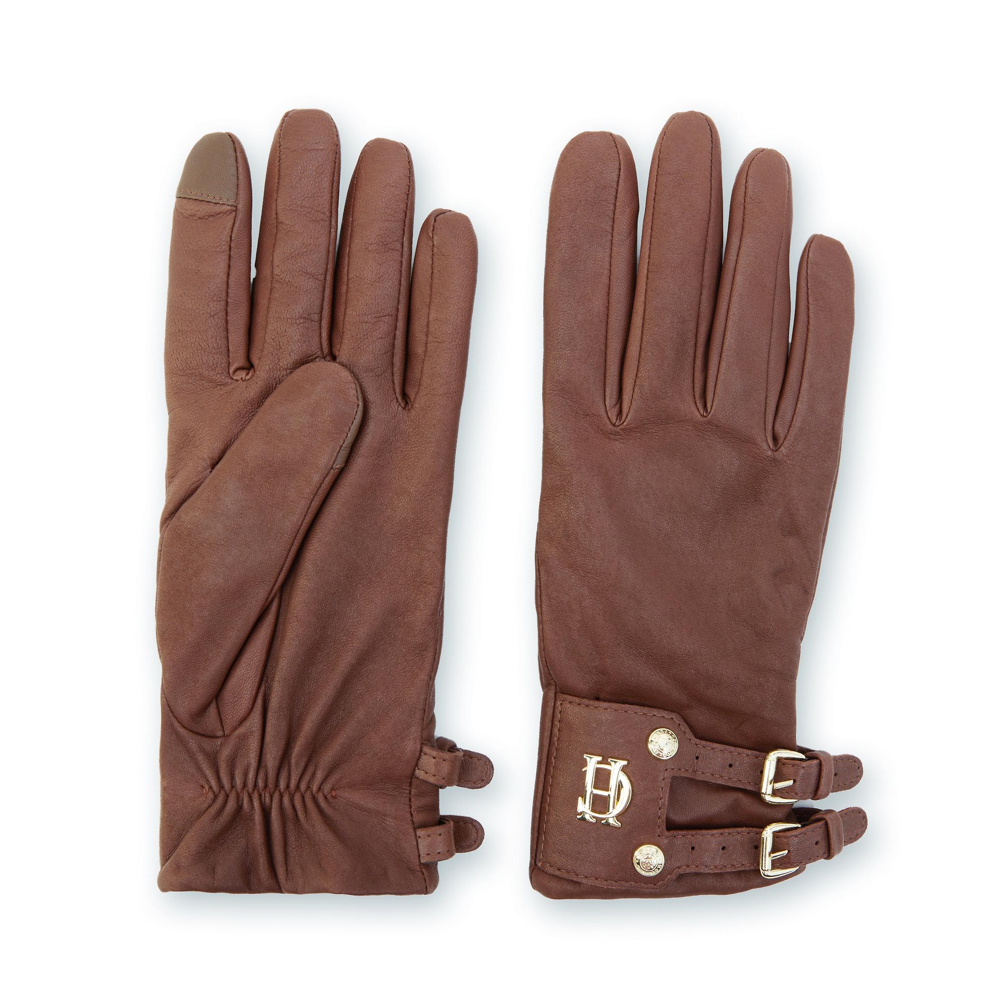 Product image 1 of 3 of Holland Cooper Women's Monogram Leather Gloves - Tan