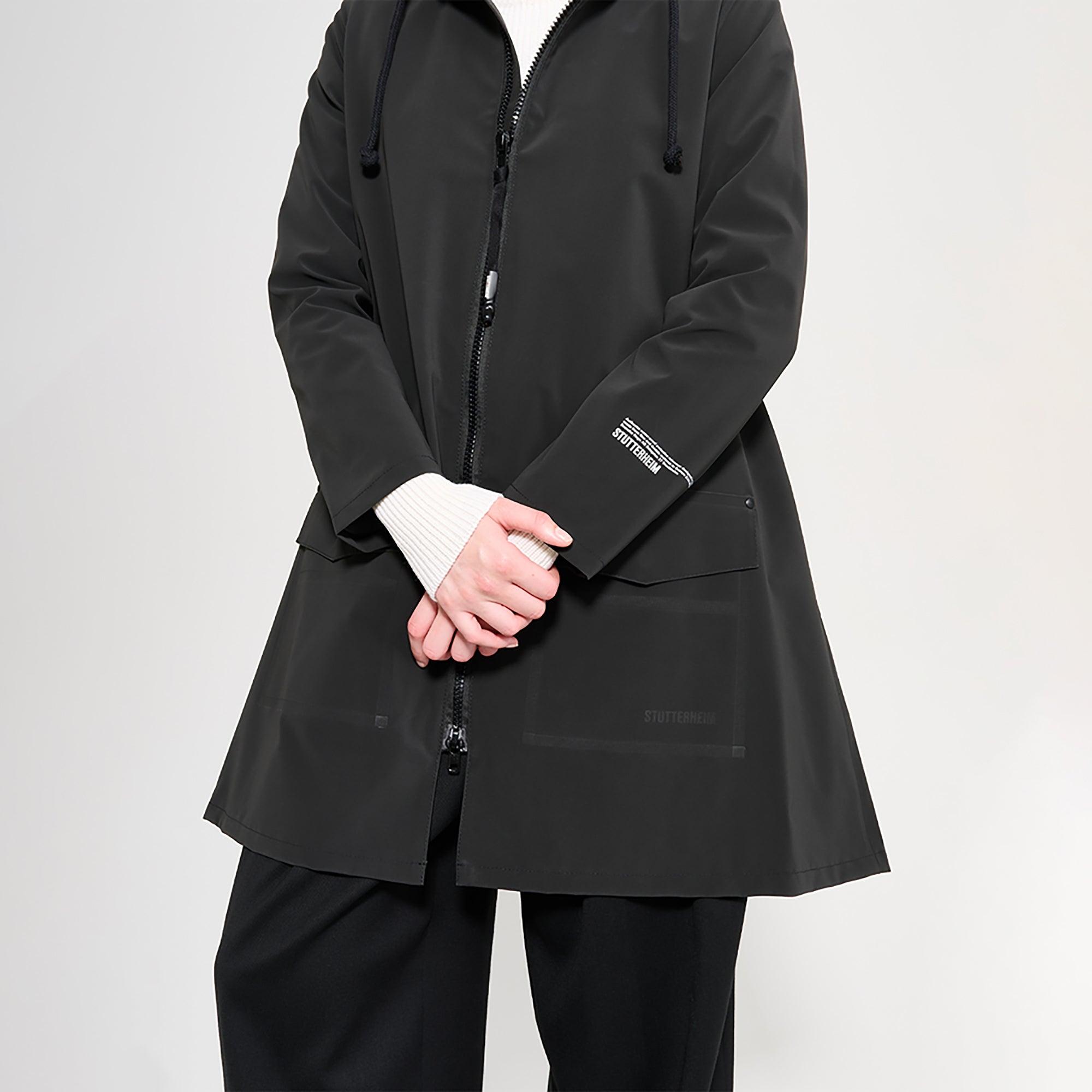 Product image 6 of 7 of Stutterheim Women's Mosebacke Lightweight Patch Raincoat - Matte Black