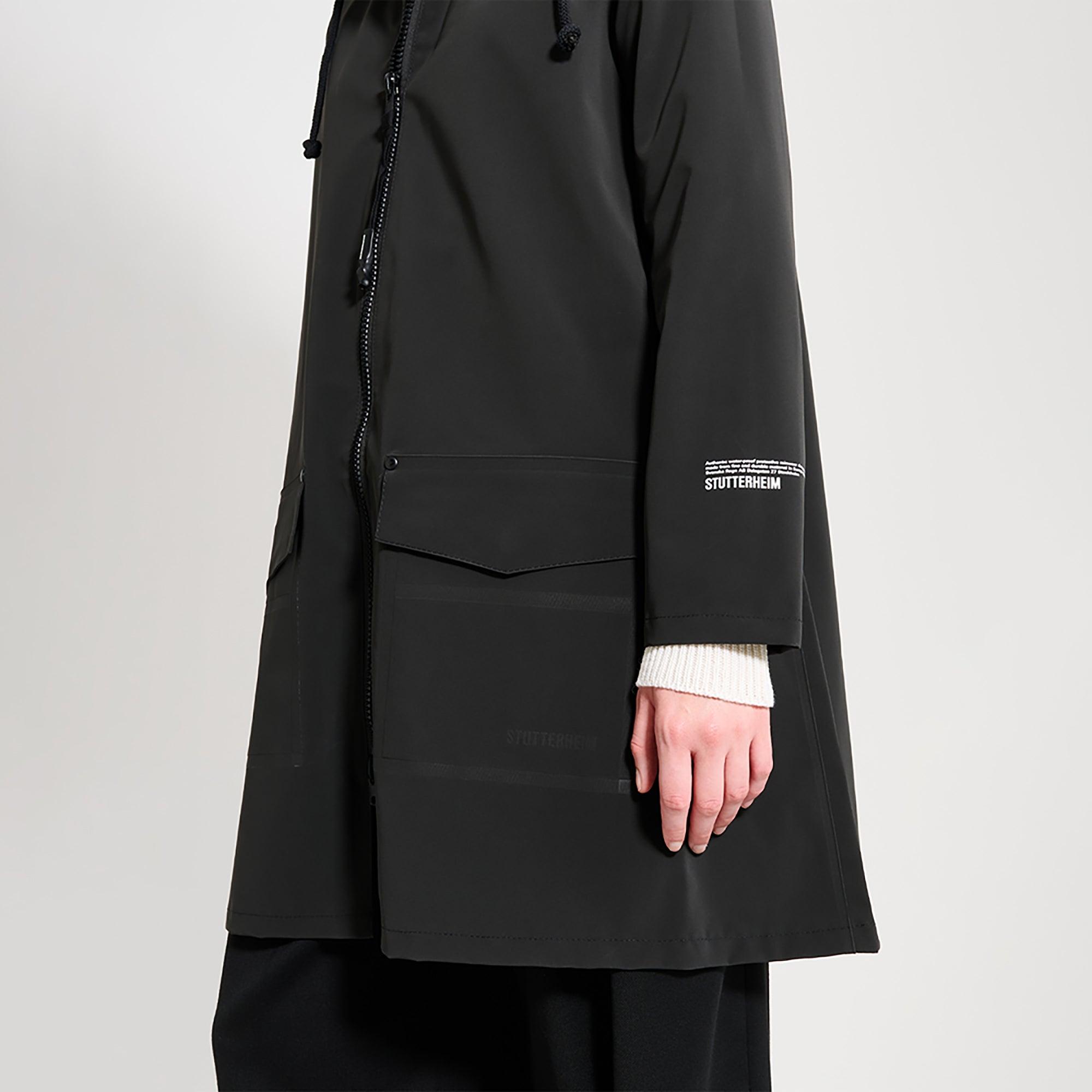 Product image 7 of 7 of Stutterheim Women's Mosebacke Lightweight Patch Raincoat - Matte Black