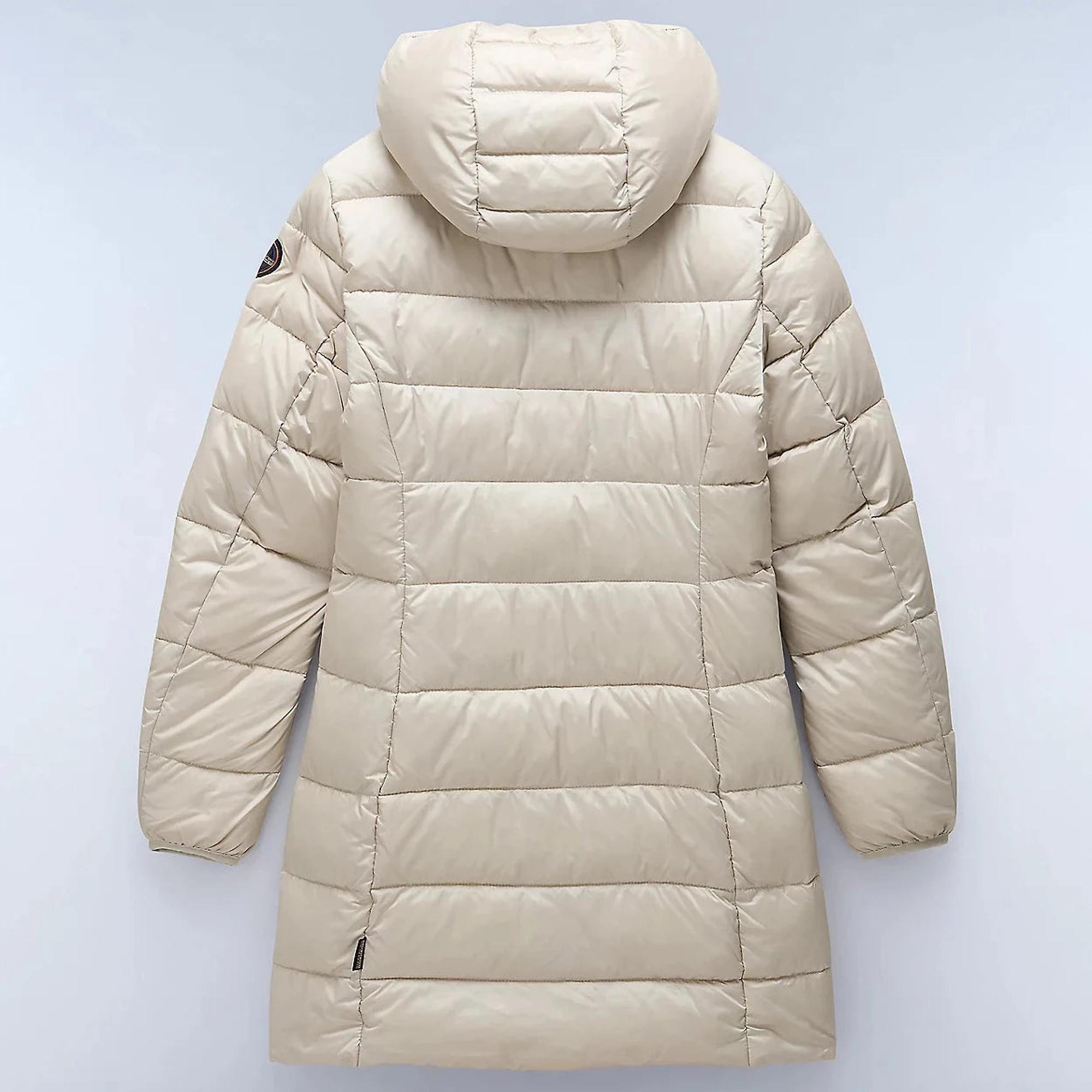 Product image 2 of 8 of Napapijri Women's Aerons Rise Hooded Long Puffer Jacket - Beige Silver