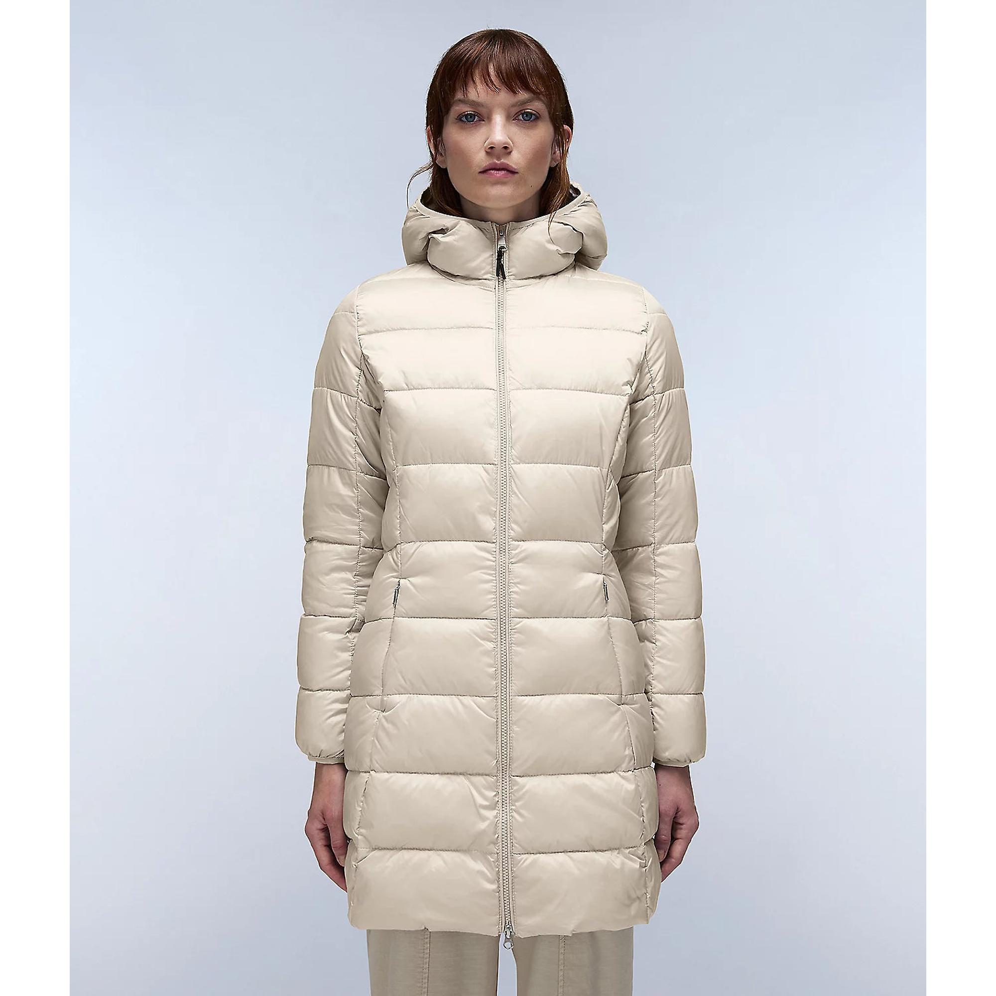 Product image 3 of 8 of Napapijri Women's Aerons Rise Hooded Long Puffer Jacket - Beige Silver