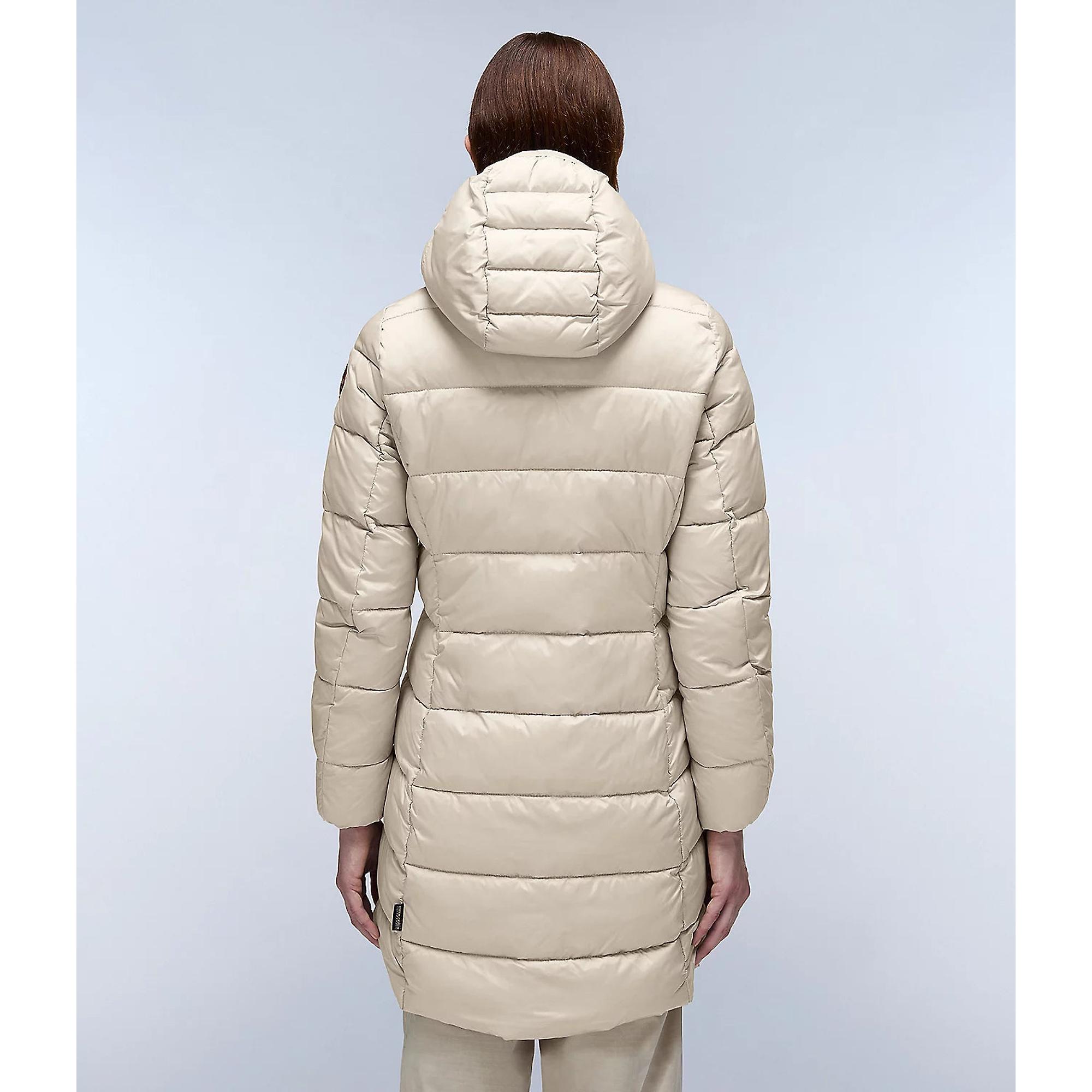 Product image 5 of 8 of Napapijri Women's Aerons Rise Hooded Long Puffer Jacket - Beige Silver