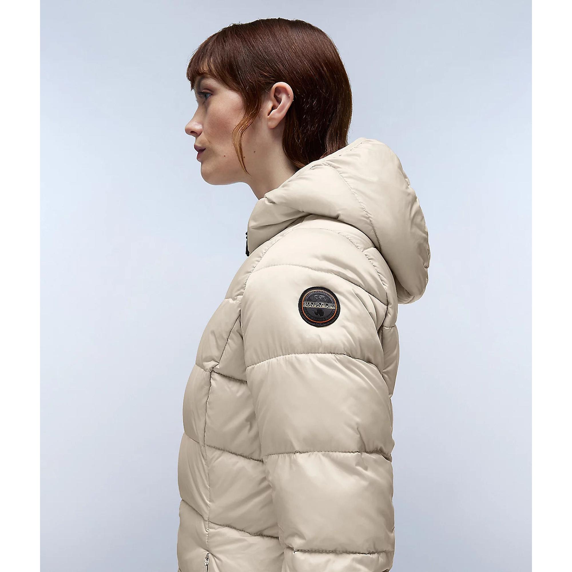 Product image 6 of 8 of Napapijri Women's Aerons Rise Hooded Long Puffer Jacket - Beige Silver