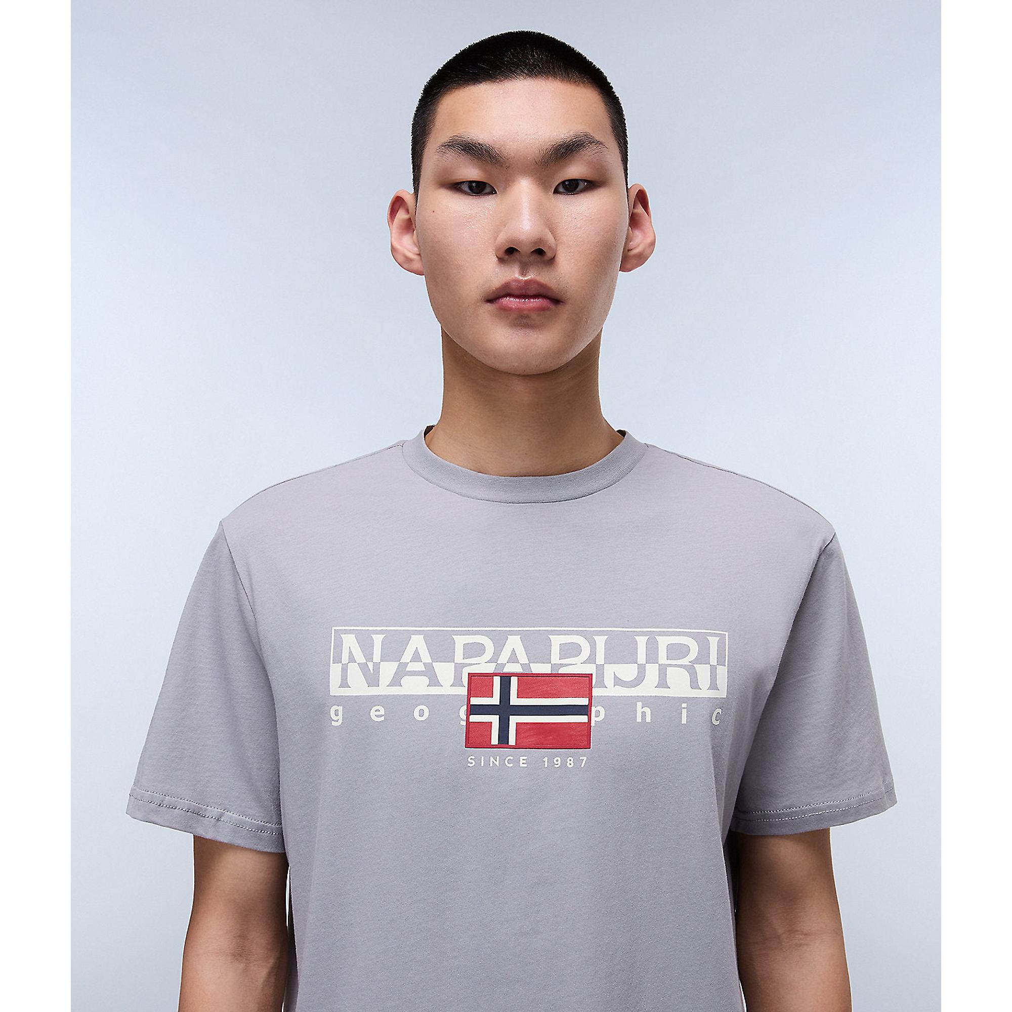 Tシャツ・カットソー NAPAPIJRI Men T-shirt Grey NP0A4IMU H62 Napapijri Men's Aylmer Short Sleeve T-Shirt - Ultimate Grey