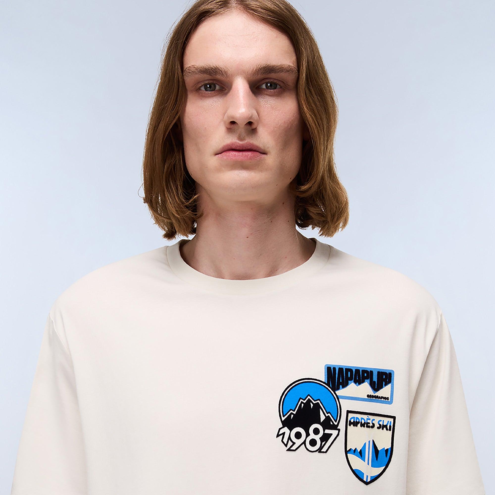 Product image 4 of 6 of Napapijri Men's Montepianna Flock Print T-Shirt - Beige Dimity