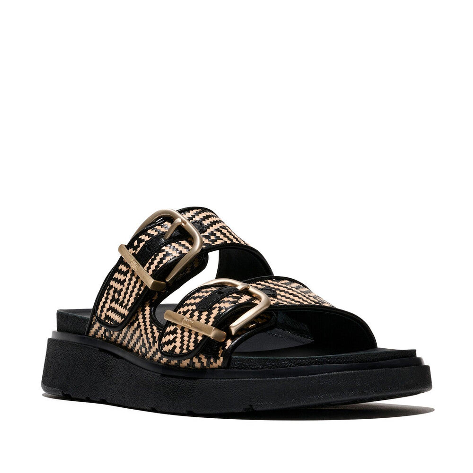 Product image 6 of 7 of FitFlop Women's GEN-FF Buckle Graphic Weave Two-Bar Slides - Black