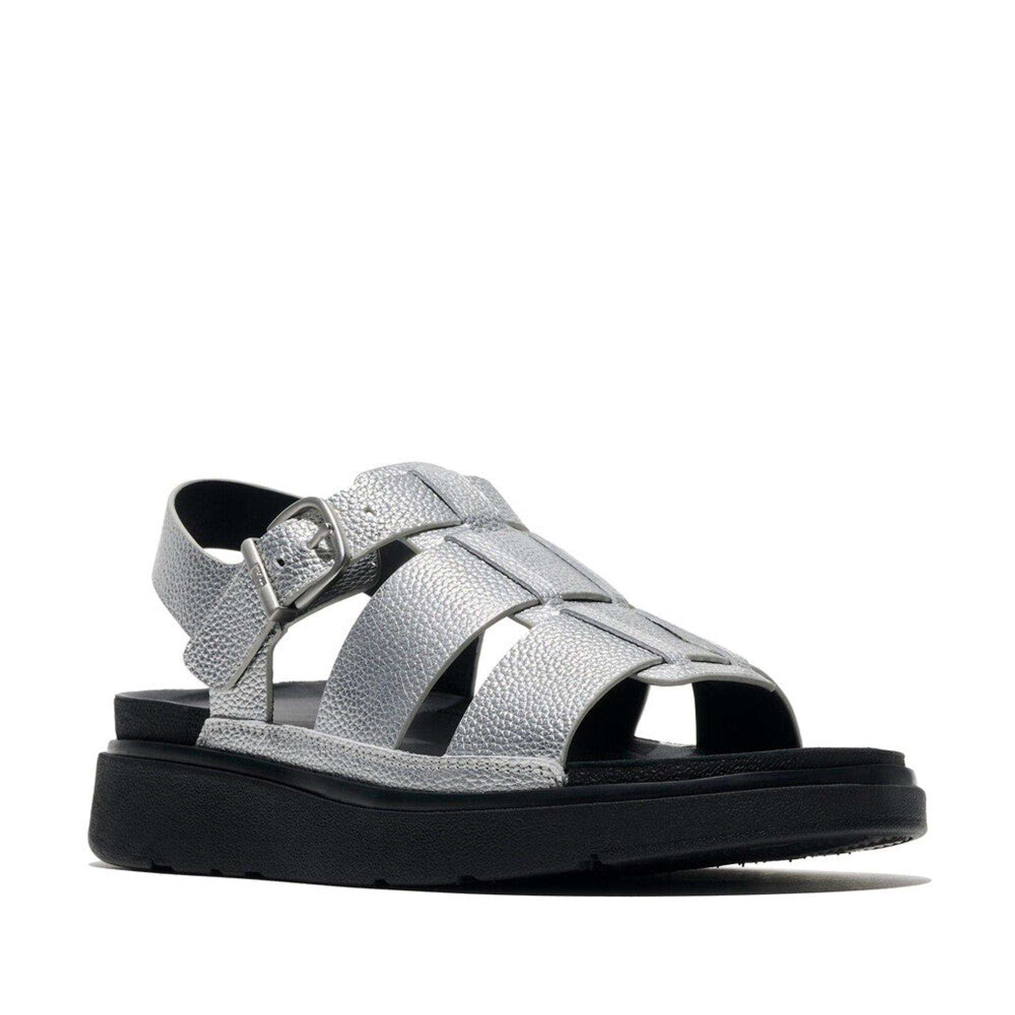 Product image 6 of 7 of FitFlop Women's GEN-FF Tumbled-Leather Fisherman Sandals - Silver