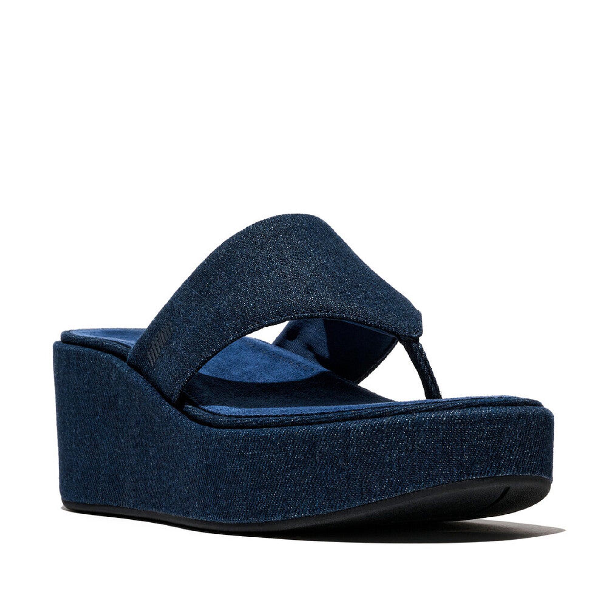 Product image 3 of 7 of FitFlop Women's PLATFFORMS Denim Wedge Toe-Post Sandals - Dark Denim