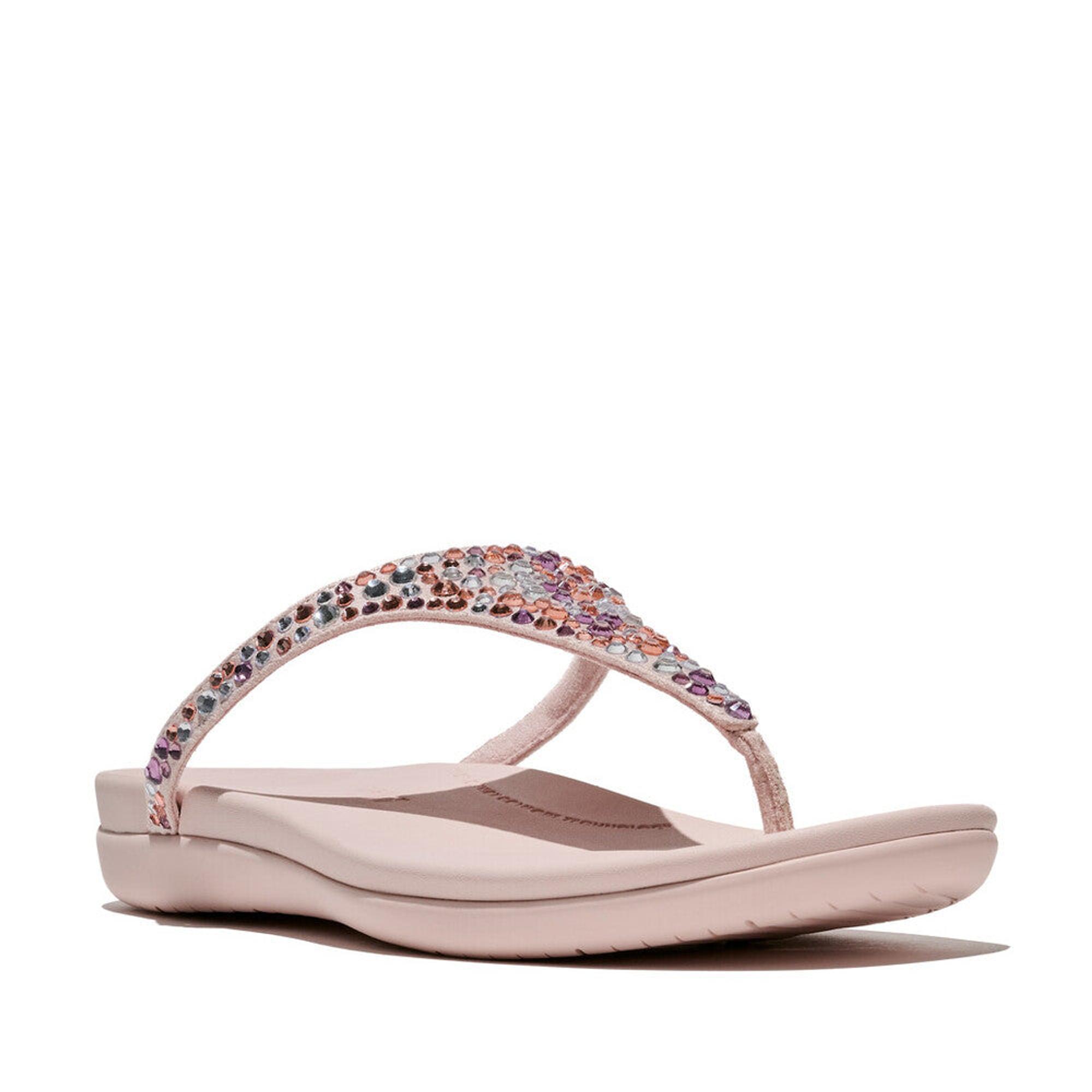 Product image 5 of 5 of FitFlop Women's SOLAY Mixed-Crystal Toe-Post Sandals - Nude Rose