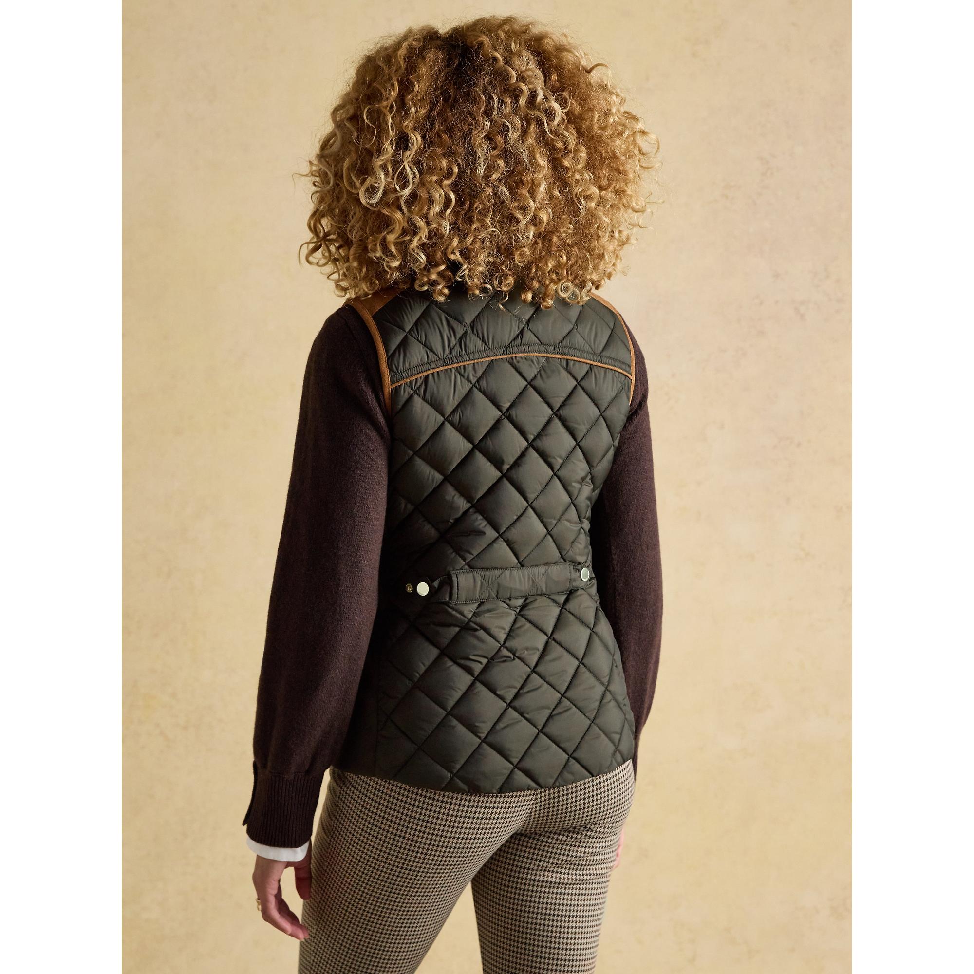 Product image 3 of 13 of Joules Women's Braemar Luxe Showerproof Diamond Quilted Gilet - Khaki Green